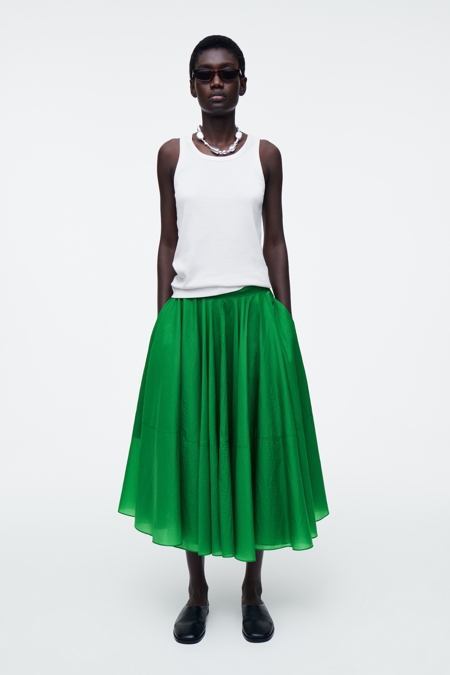 Rok met cirkelvormige zoom in midi-lengte - GROEN/ROOD/ZWART