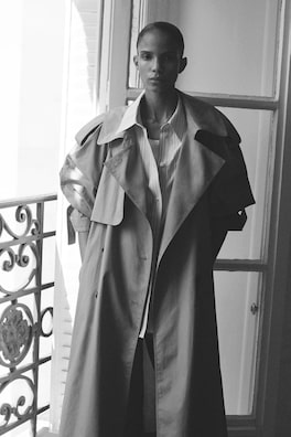 mock-NECK COTTON TRENCH COAT — LIGHT KHAKI 9