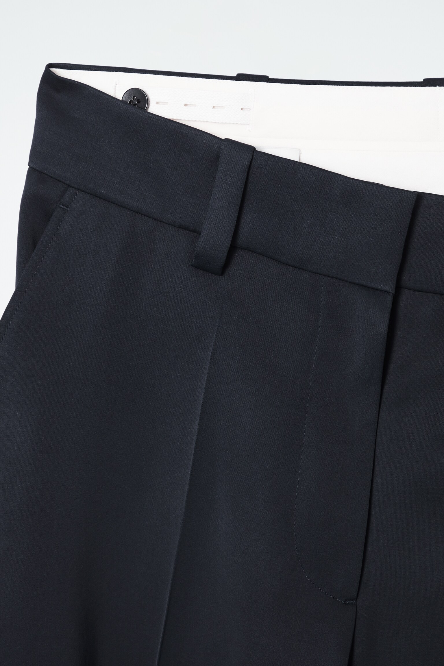 TAILORED SATIN WIDE-LEG TROUSERS - NAVY - 6