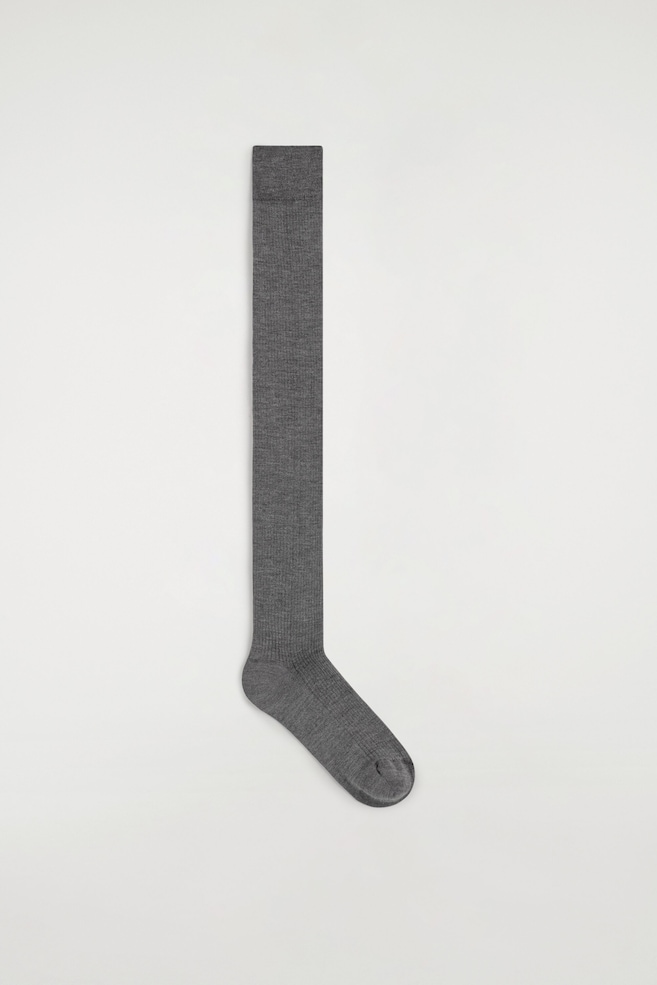 SILK KNEE SOCKS — GREY MÉLANGE