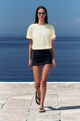 CONTRAST-TRIMMED SWIM SKIRT — NAVY / WHITE 5