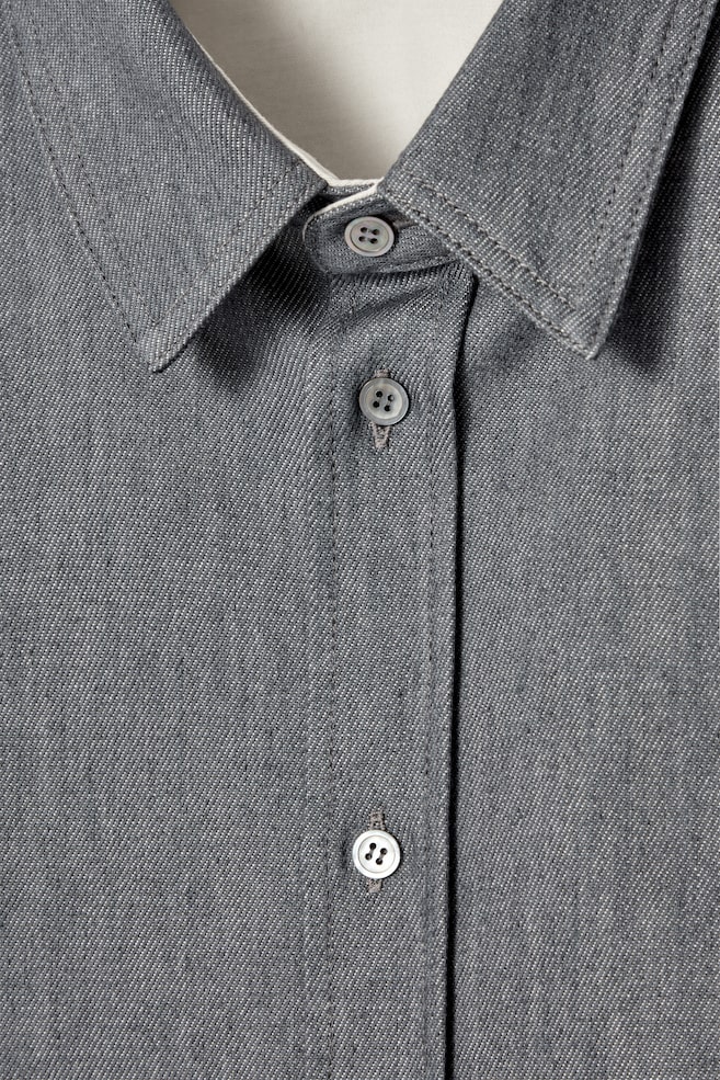 RELAXED DENIM OVERSHIRT — GREY