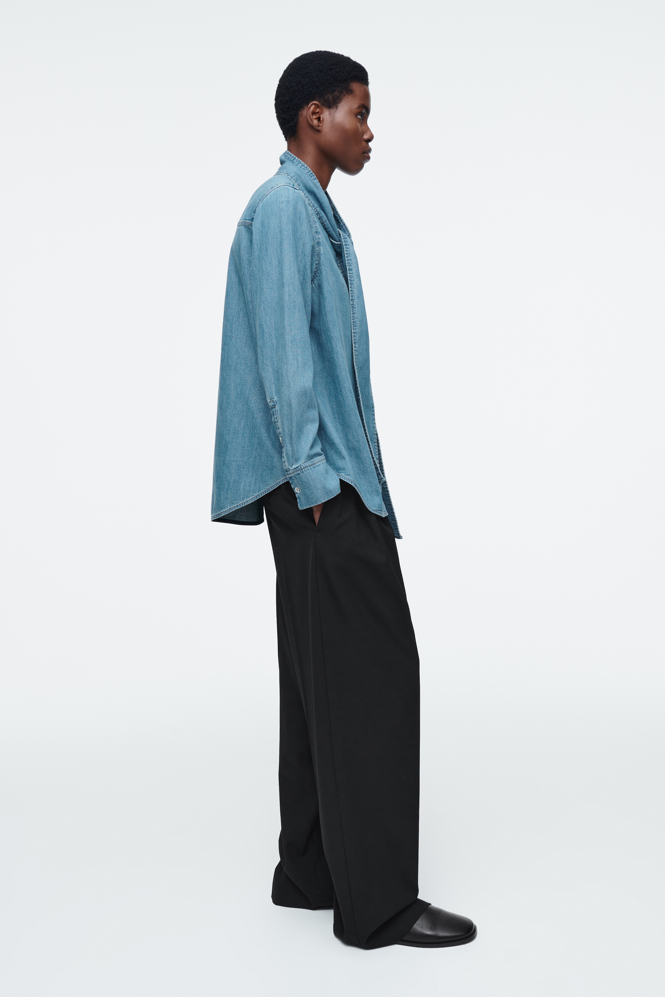 View larger image: NECK-TIE DENIM BLOUSE - DUSTY BLUE - Ladies | H&M GB 2