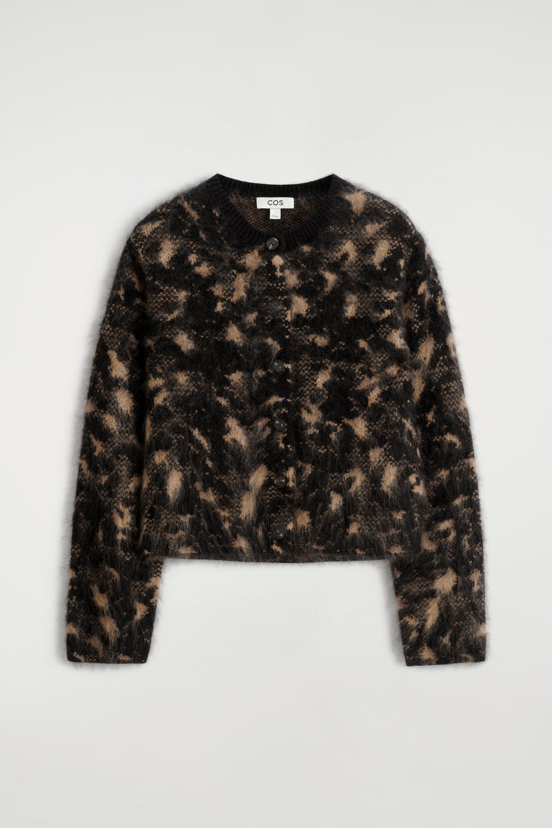 Animal-Jacquard Merino Wool Cardigan