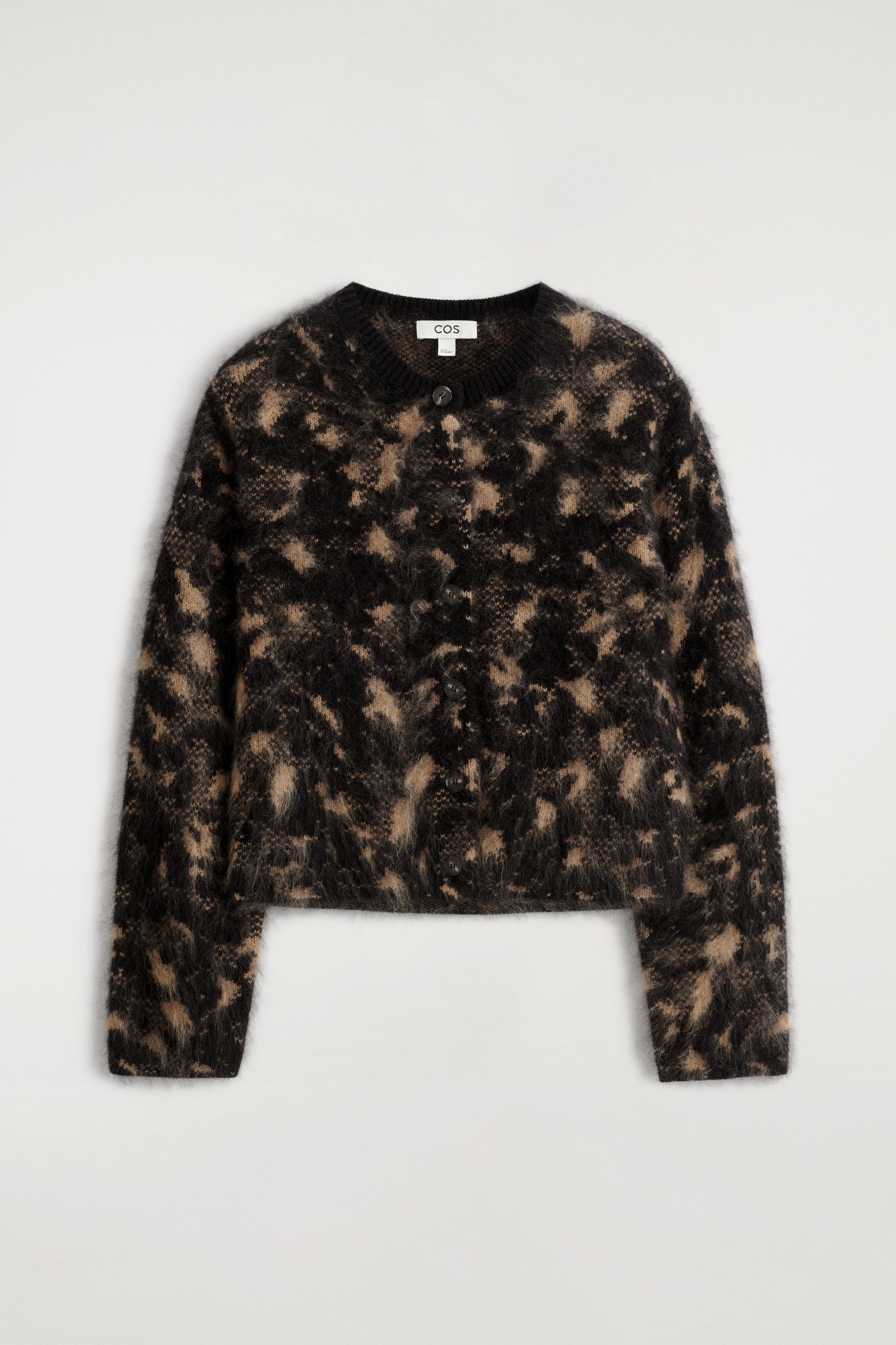 ANIMAL-JACQUARD MERINO WOOL CARDIGAN - BLACK / BROWN | COS US