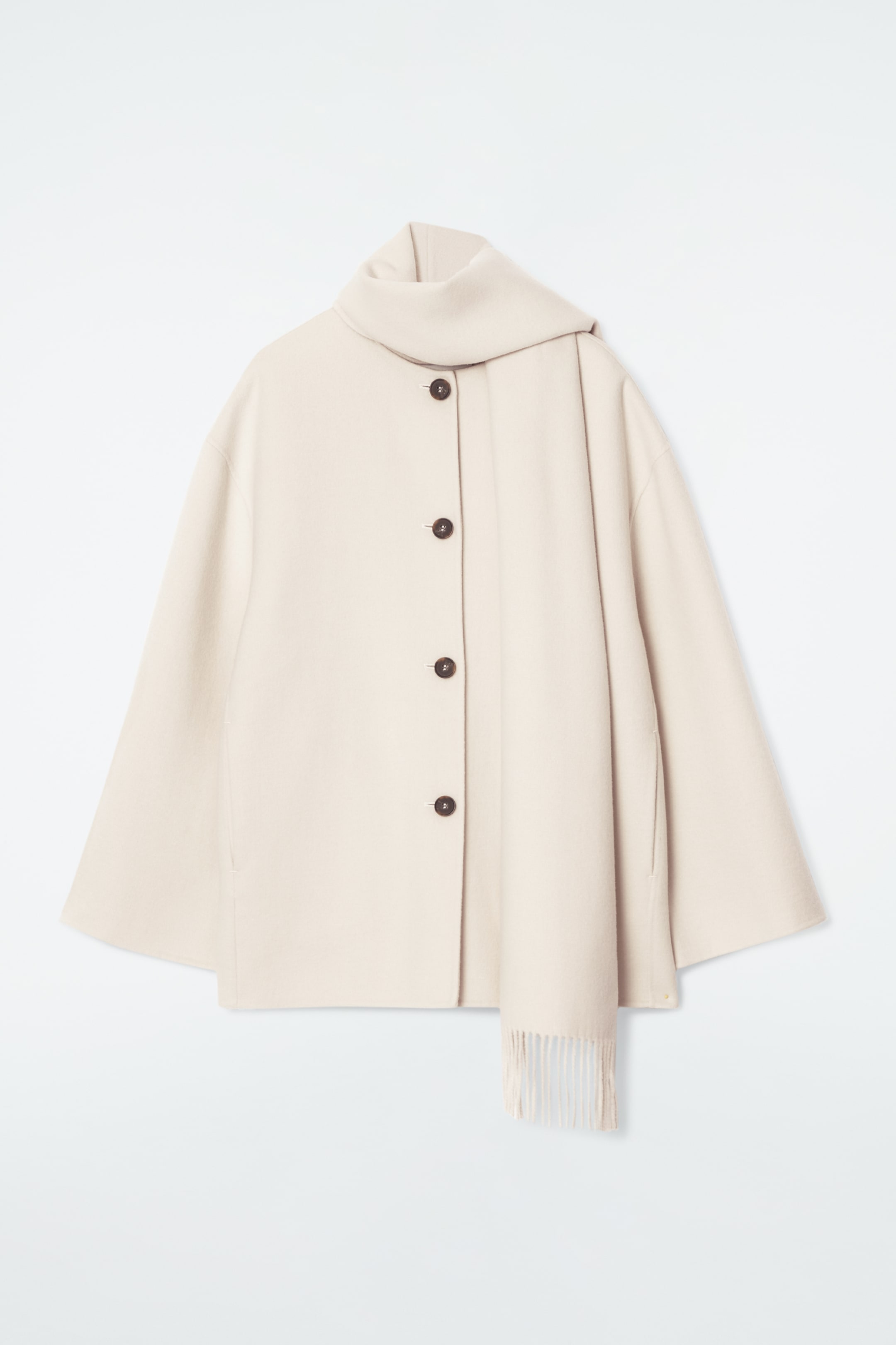 Visa större bild: OVERSIZE-JACKA MED HALSDUK I ULLBLANDNING - VIT - DAM | H&M SE 1