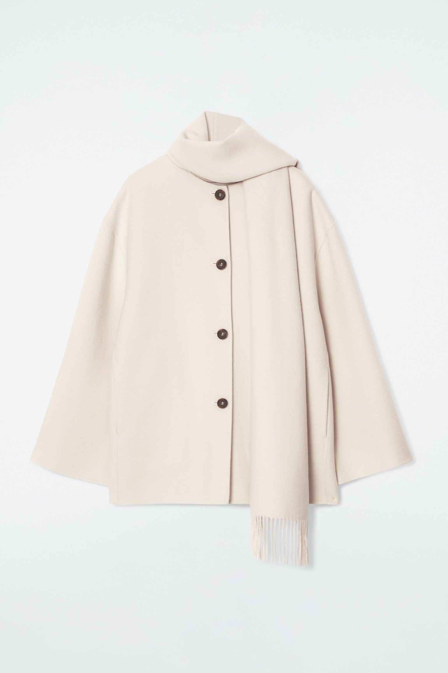 OVERSIZED WOOL-BLEND SCARF JACKET - WHITE