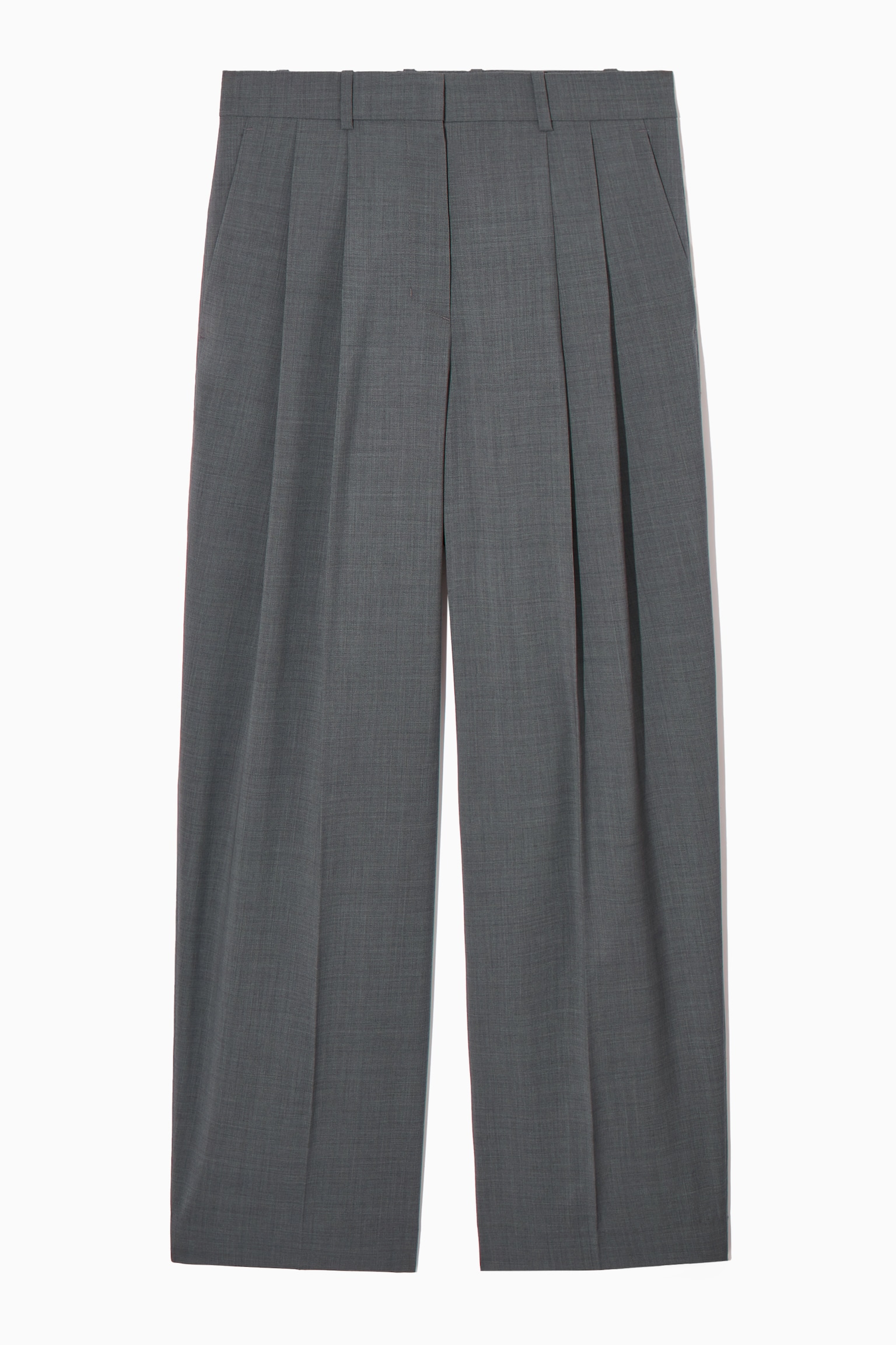 LOCKERE ELEGANTE WOLLHOSE MIT WEITEM BEIN - GRAU MELIERT