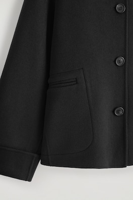 DOUBLE-FACED WOOL SHORT JACKET — BLACK 1