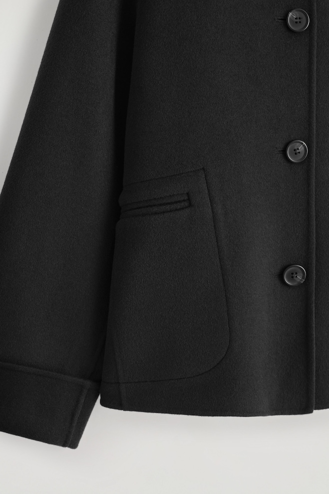 DOUBLE-FACED WOOL SHORT JACKET — BLACK