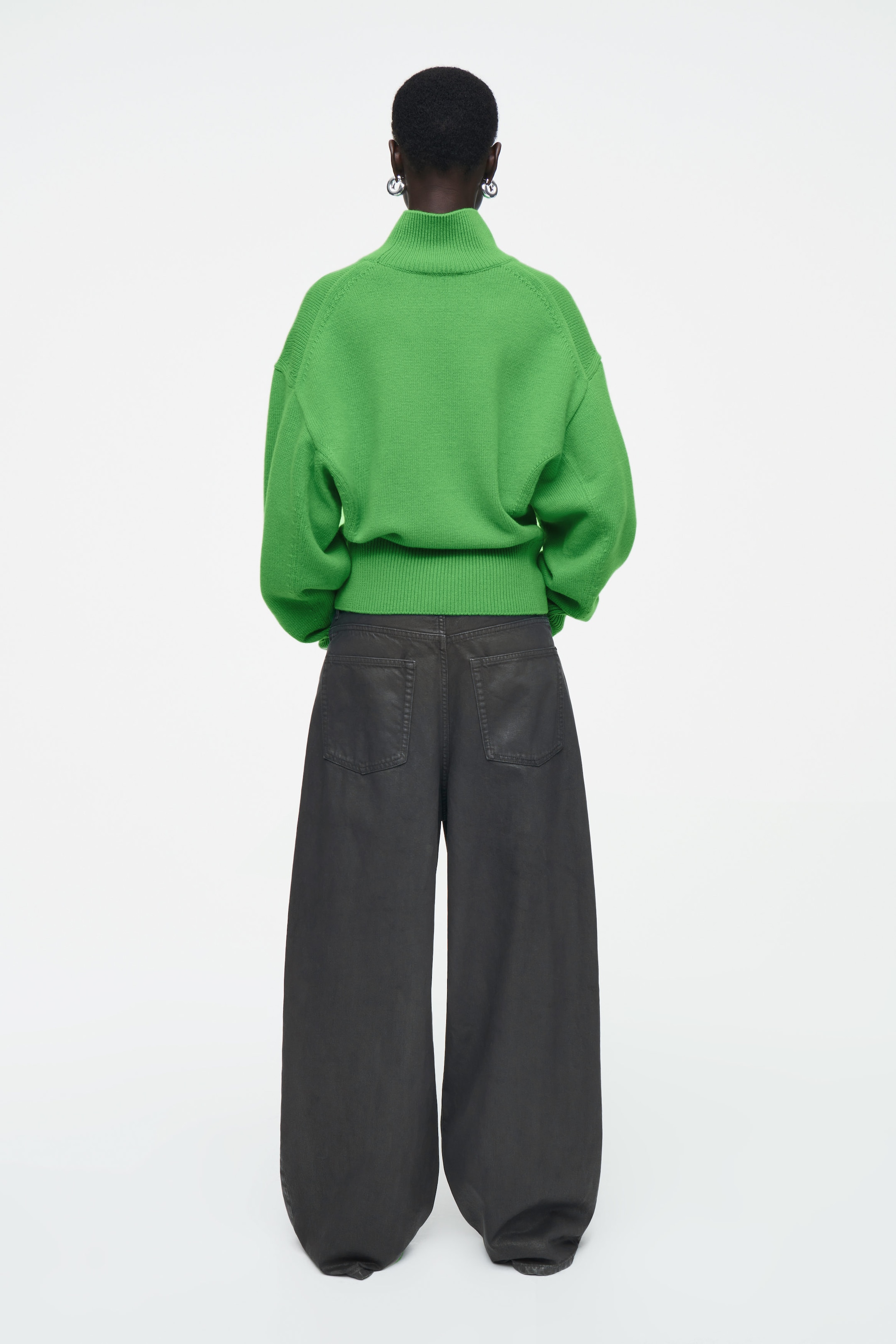 FUNNEL-NECK WAISTED WOOL JUMPER