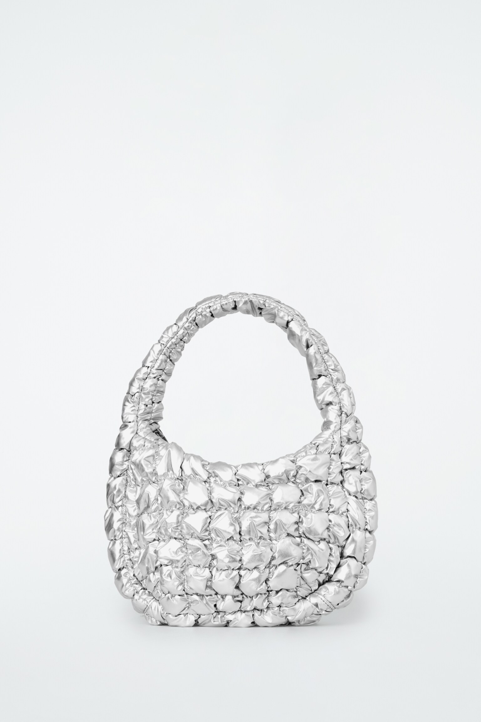 PREŠÍVANÁ MINI KABELKA - SILVER/GREY/TMAVOHNEDÁ