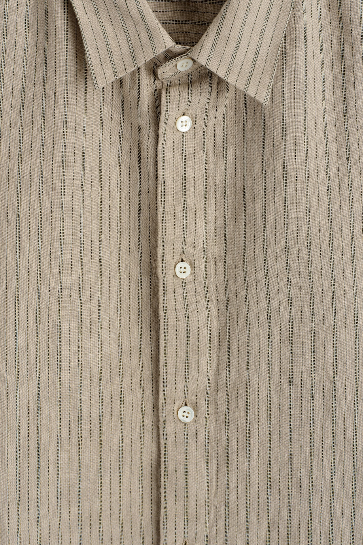RELAXED LINEN SHIRT — BEIGE / STRIPED