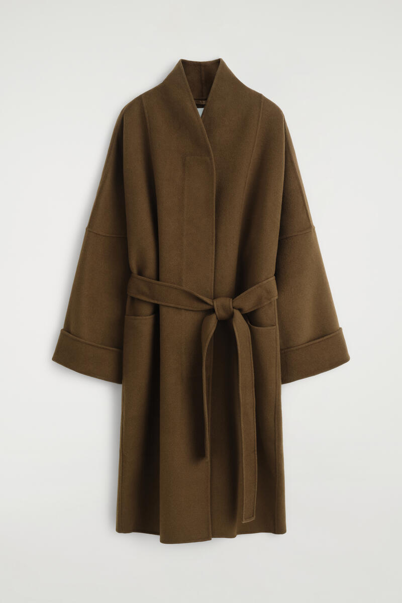 Oversized Double-Faced Wool Shawl Coat