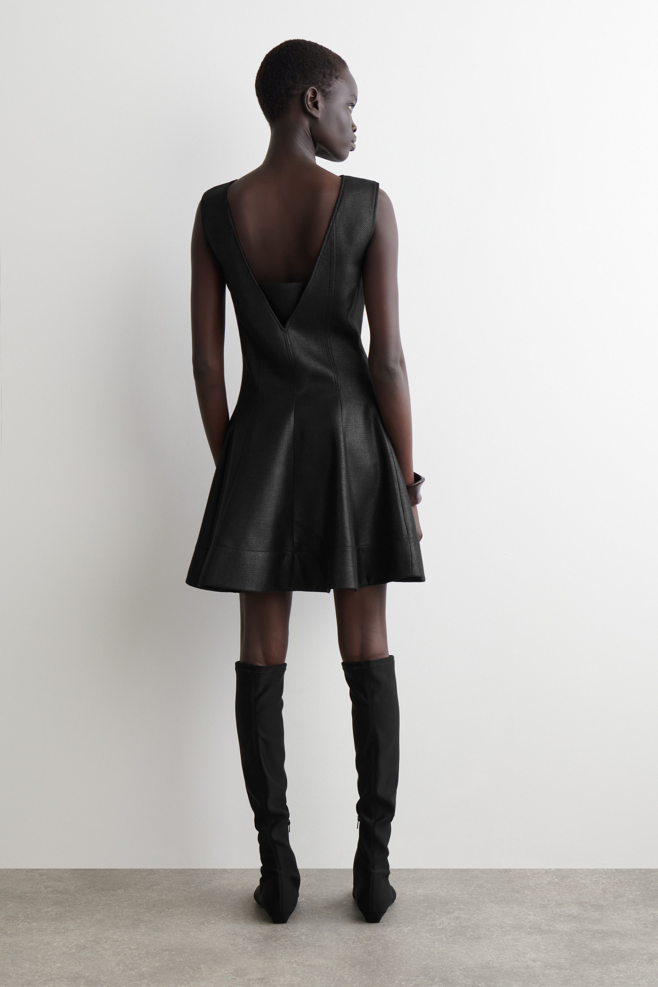 METALLIC WOOL-BLEND MINI DRESS