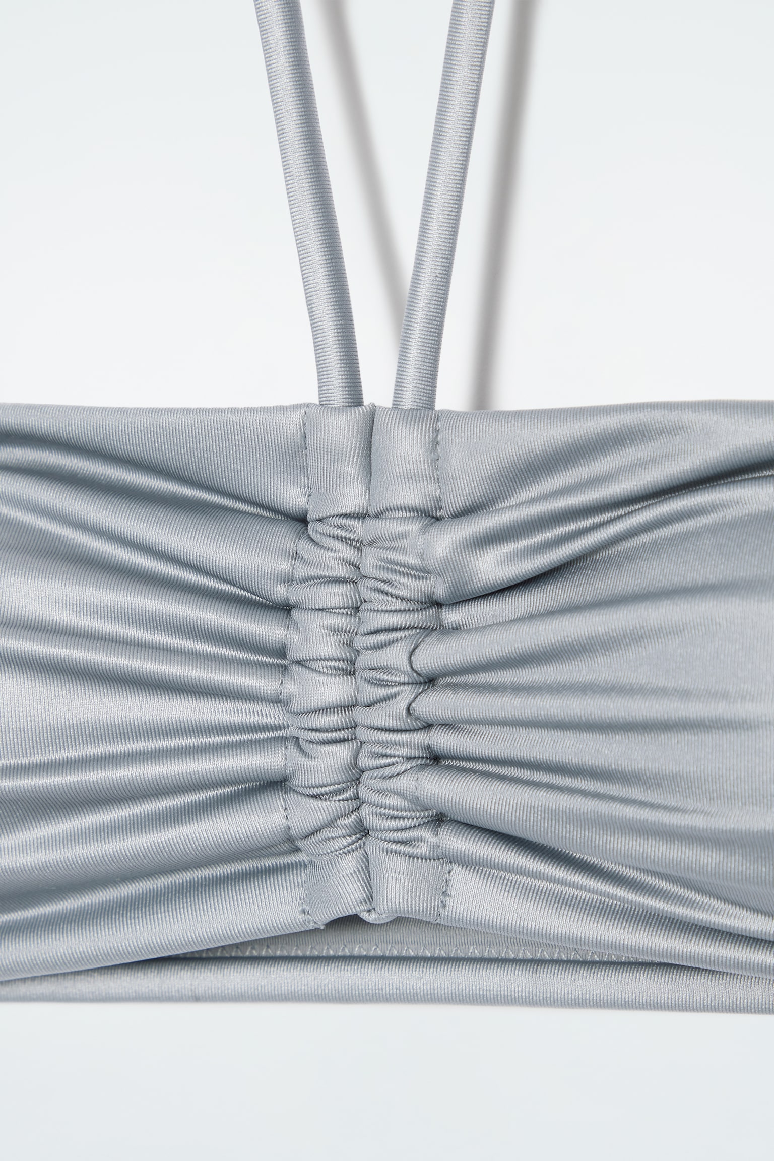 טופ ביקיני בנדאו מקומט - כסף - 3