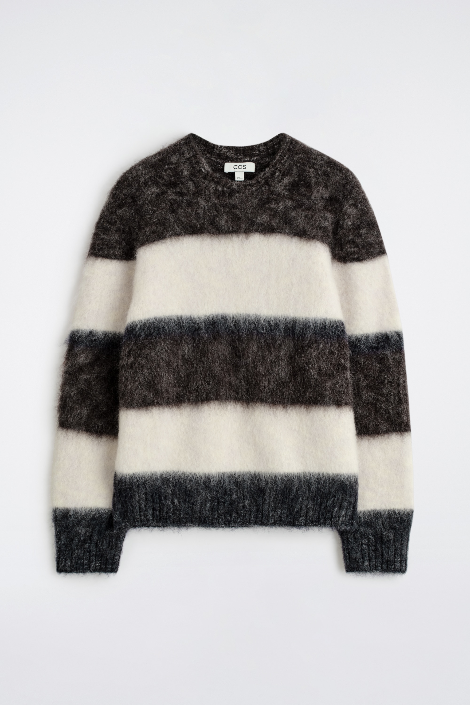PULL À COL ROND EN MOHAIR COLOUR-BLOCK - BRUN / CRÈME / MARINE