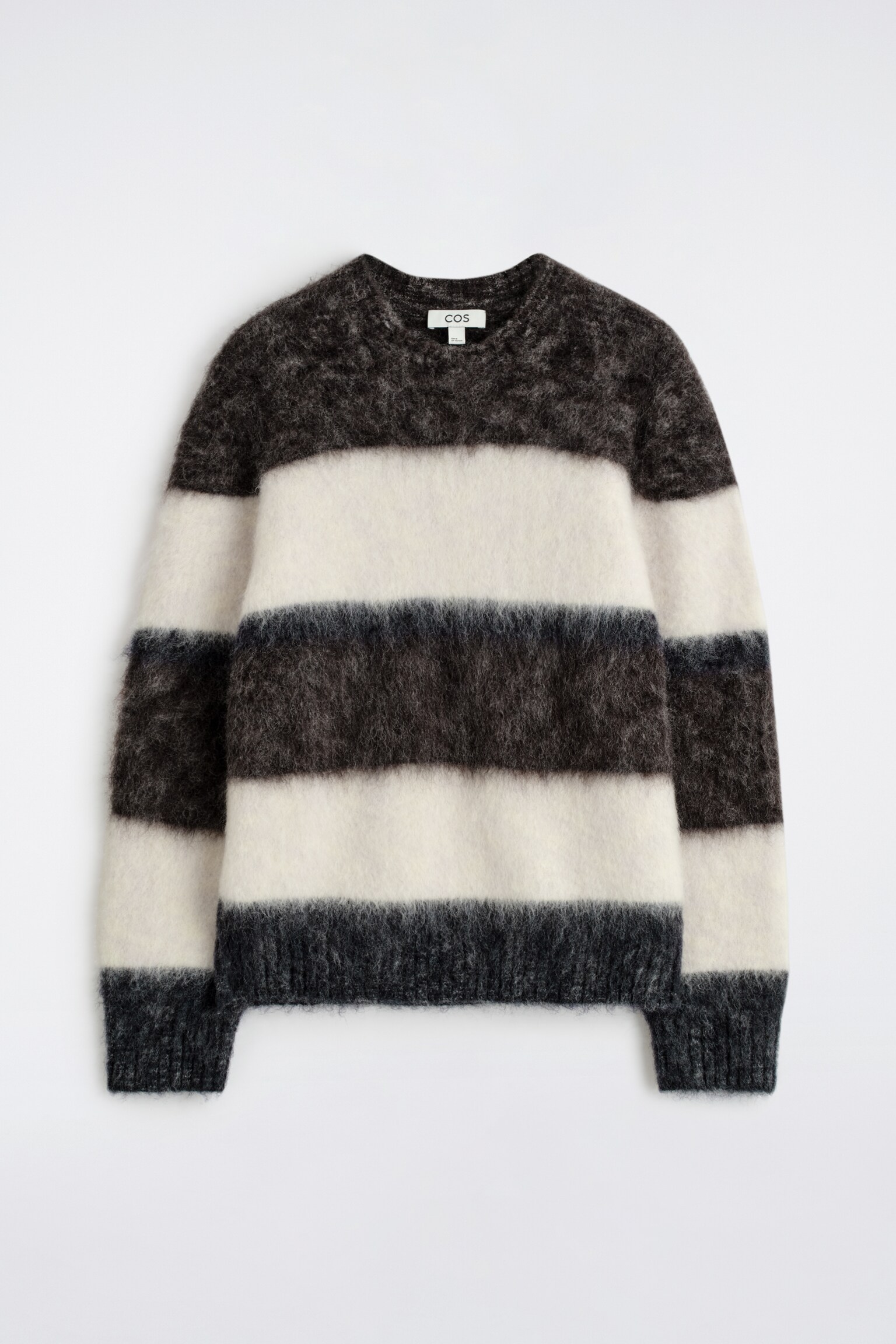COLOUR-BLOCK MOHAIR CREW-NECK JUMPER - BROWN / CREAM / NAVY - 2