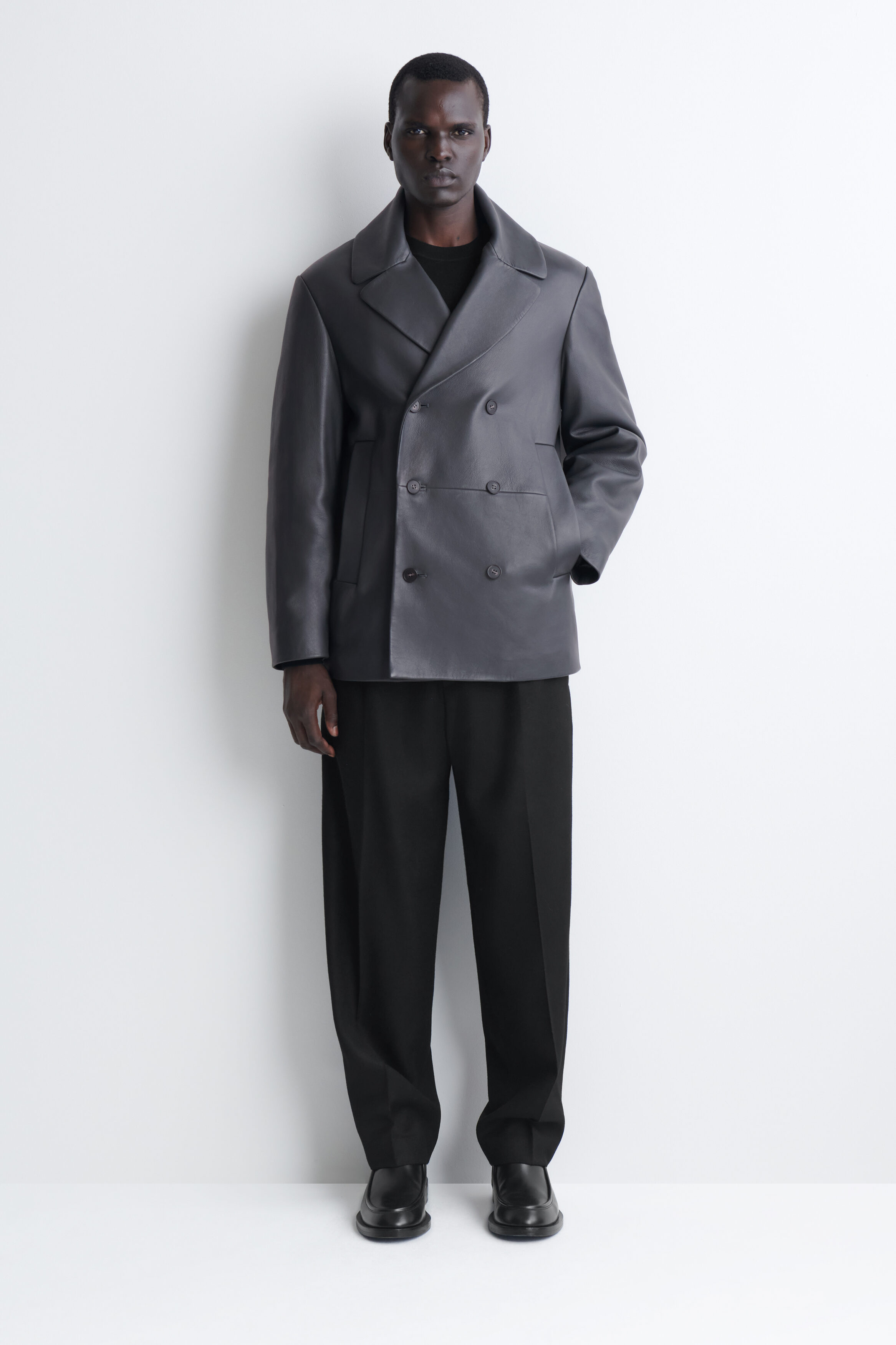 TAILORED PADDED LEATHER COAT