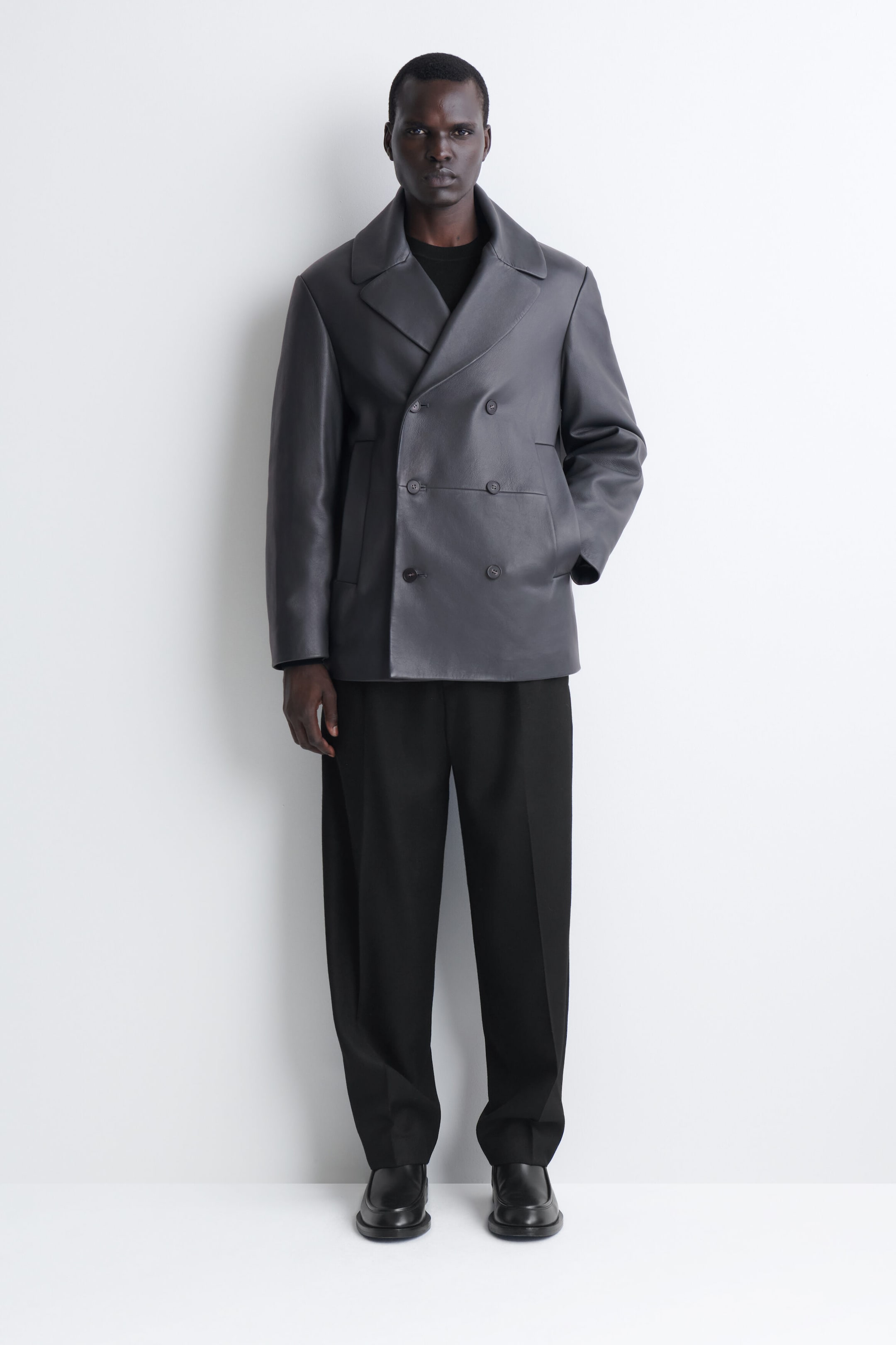 TAILORED PADDED LEATHER COAT