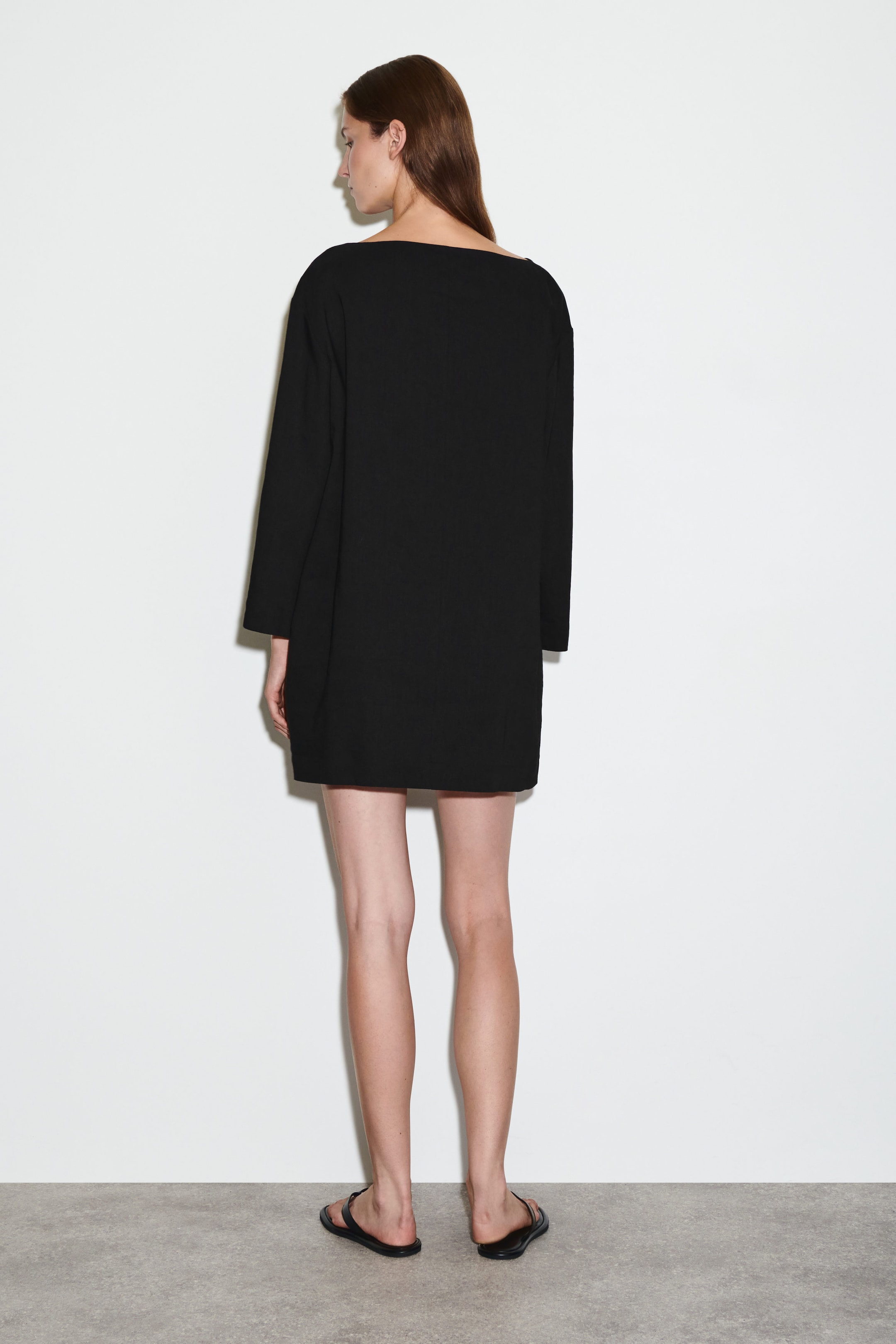 LINEN A-LINE MINI DRESS