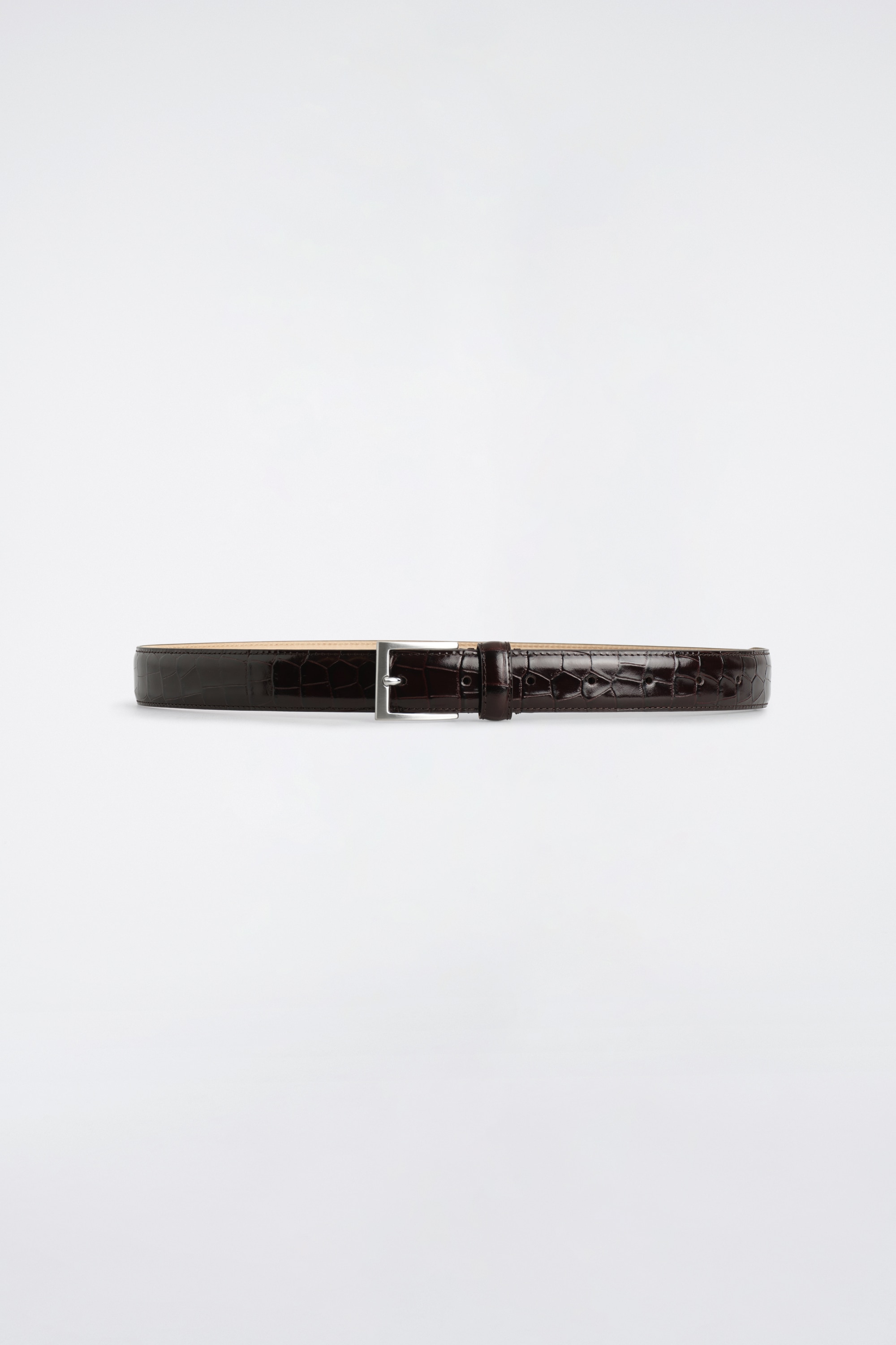 CINTURÓN DE PIEL - MARRÓN OSCURO/NEGRO