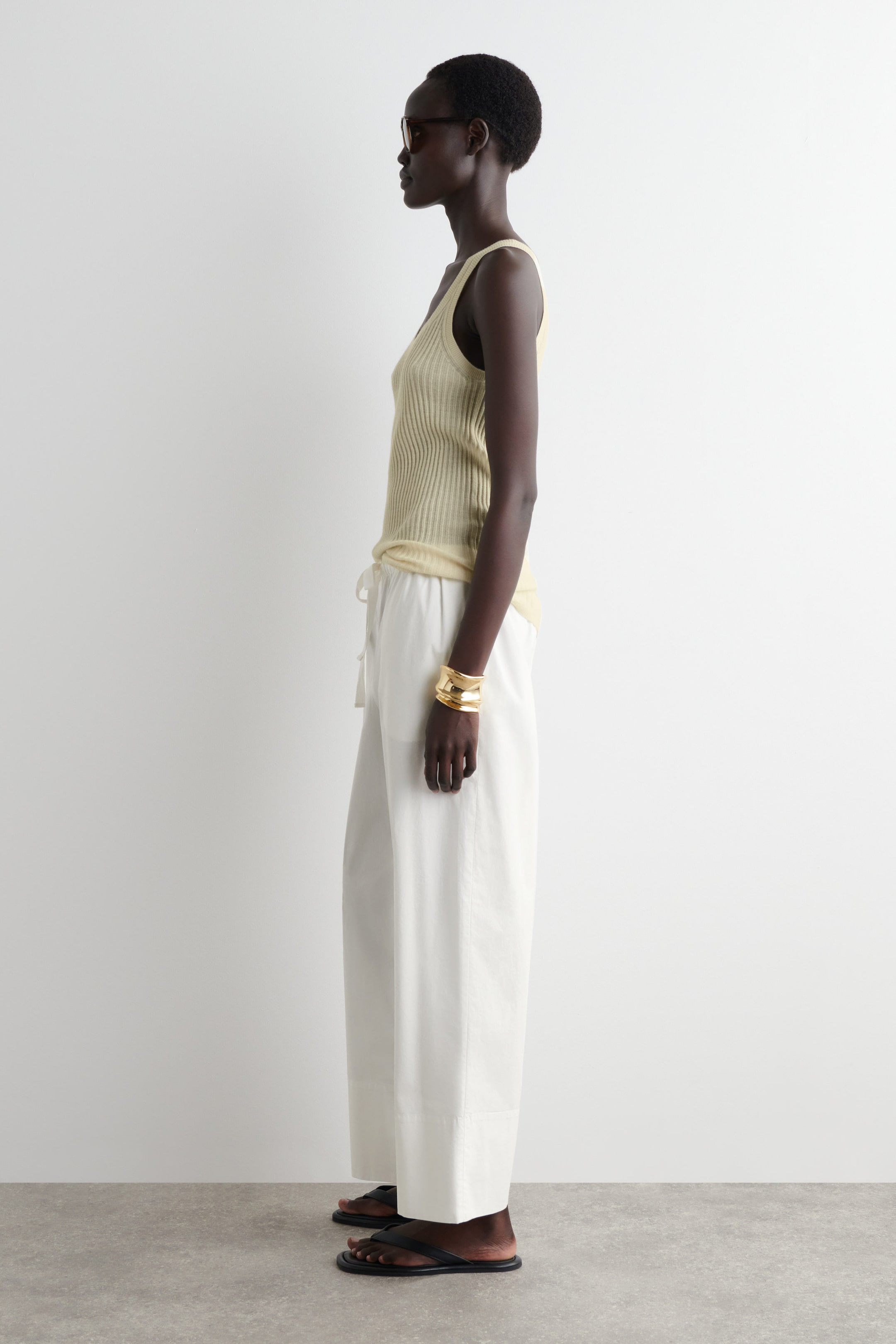 DRAWSTRING COTTON PANTS
