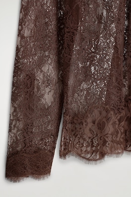 TURTLENECK LACE TOP — BROWN 7