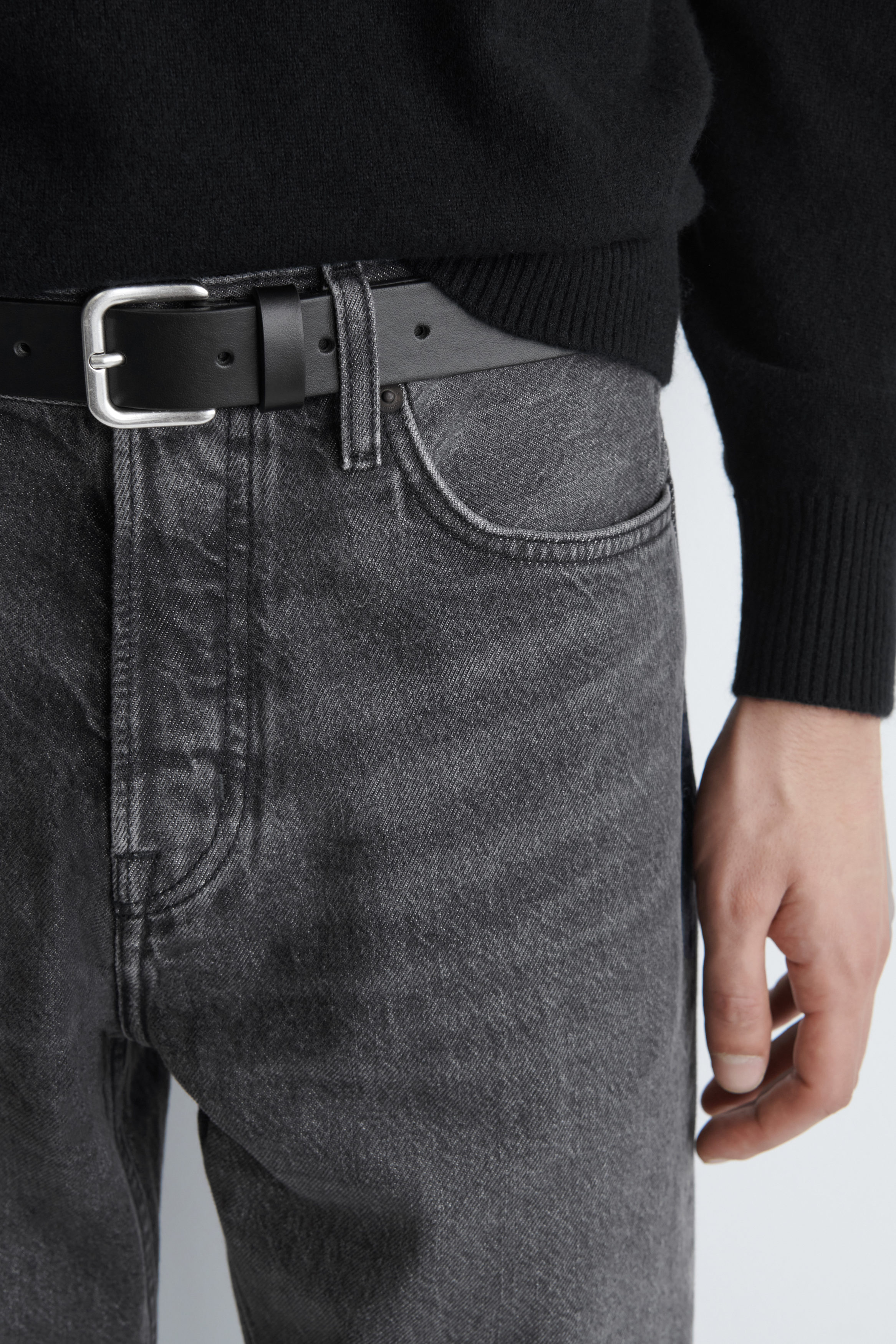 【SCENERITY】22SS★ Straight Black Jeans High Waisted Black Modern Straight Jeans | Express