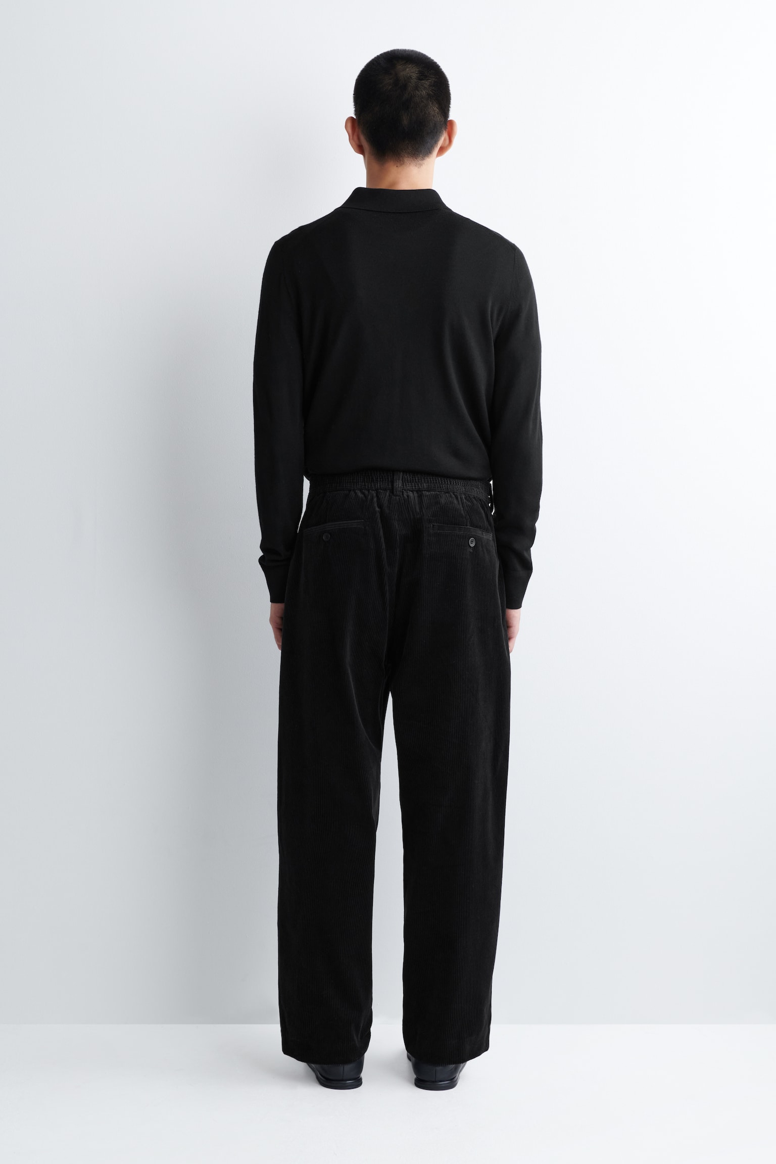 PANTALON LARGE EN VELOURS CÔTELÉ - NOIR/TURQUOISE FONCÉ - 4