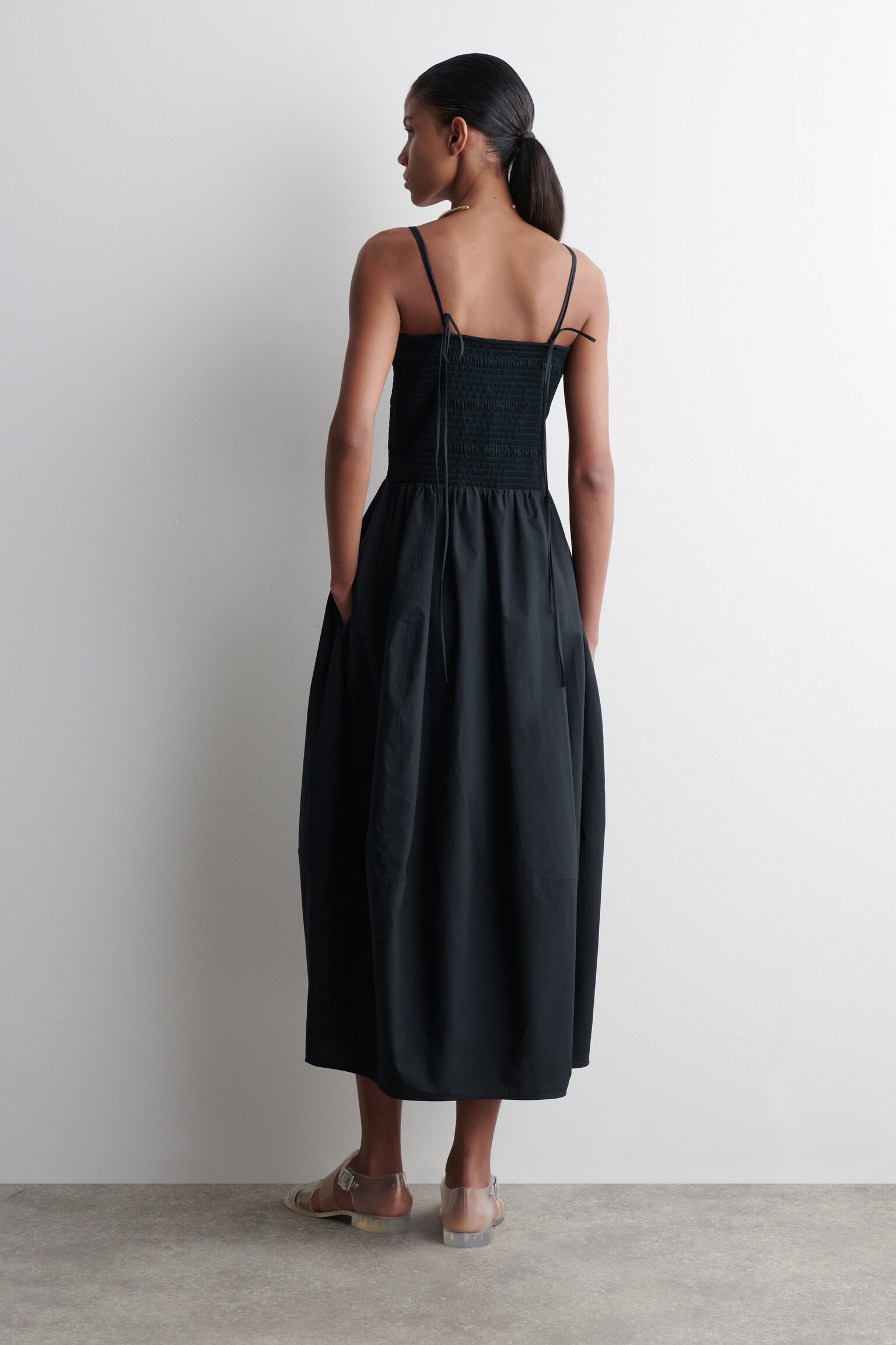 ROBE MIDI SMOCKÉE - BLEU MARINE/VERT CLAIR/ROSE - 6