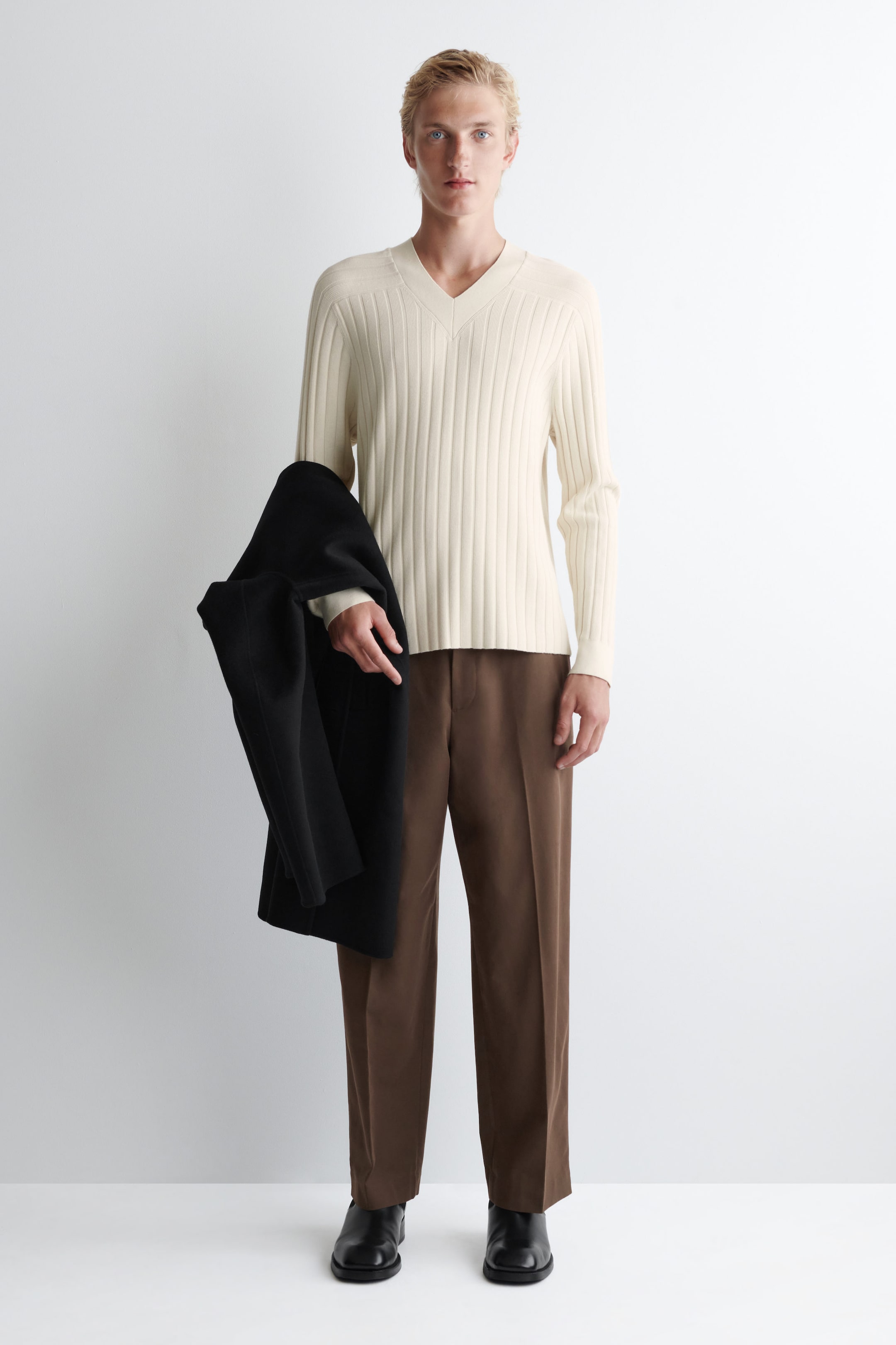 COTTON CROPPED STRAIGHT-LEG TROUSERS