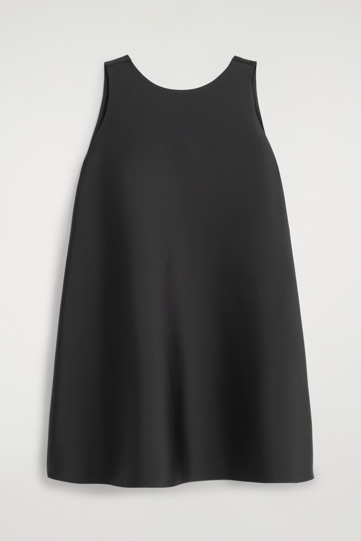 SCUBA A-LINE MINI DRESS — BLACK