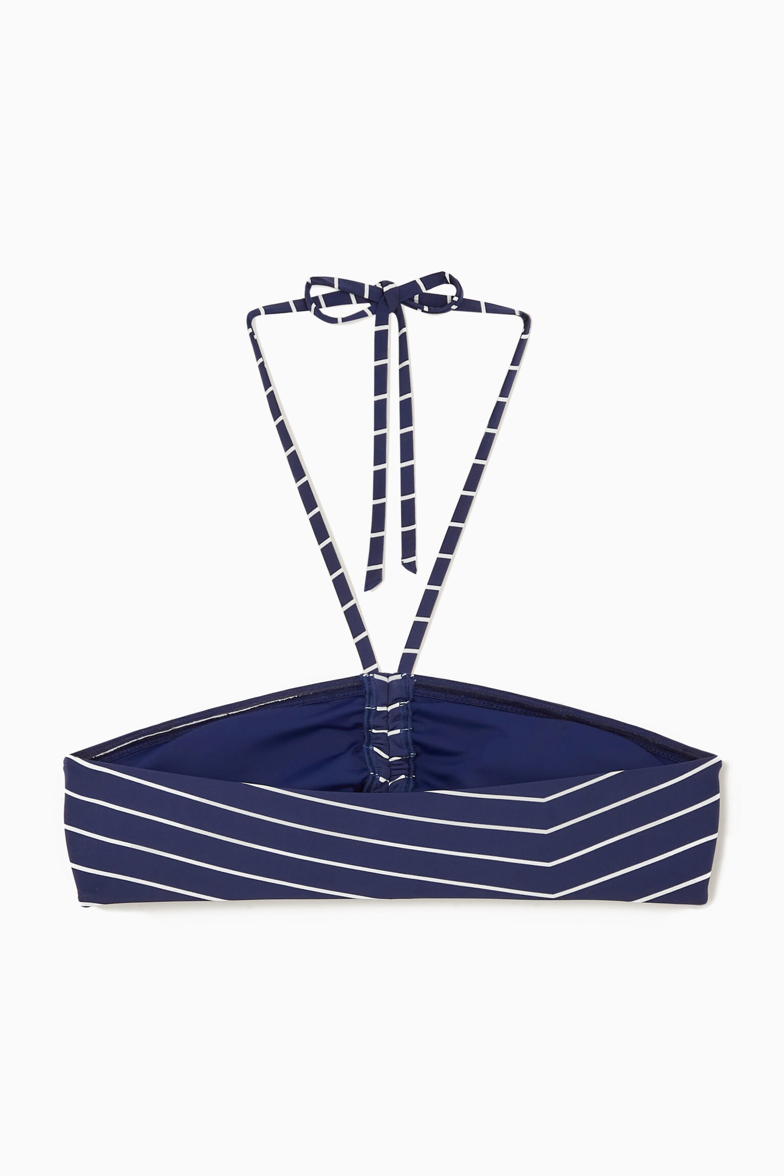 HAUT DE BIKINI BANDEAU DOS NU - BLEU MARINE / RAYURES - 2