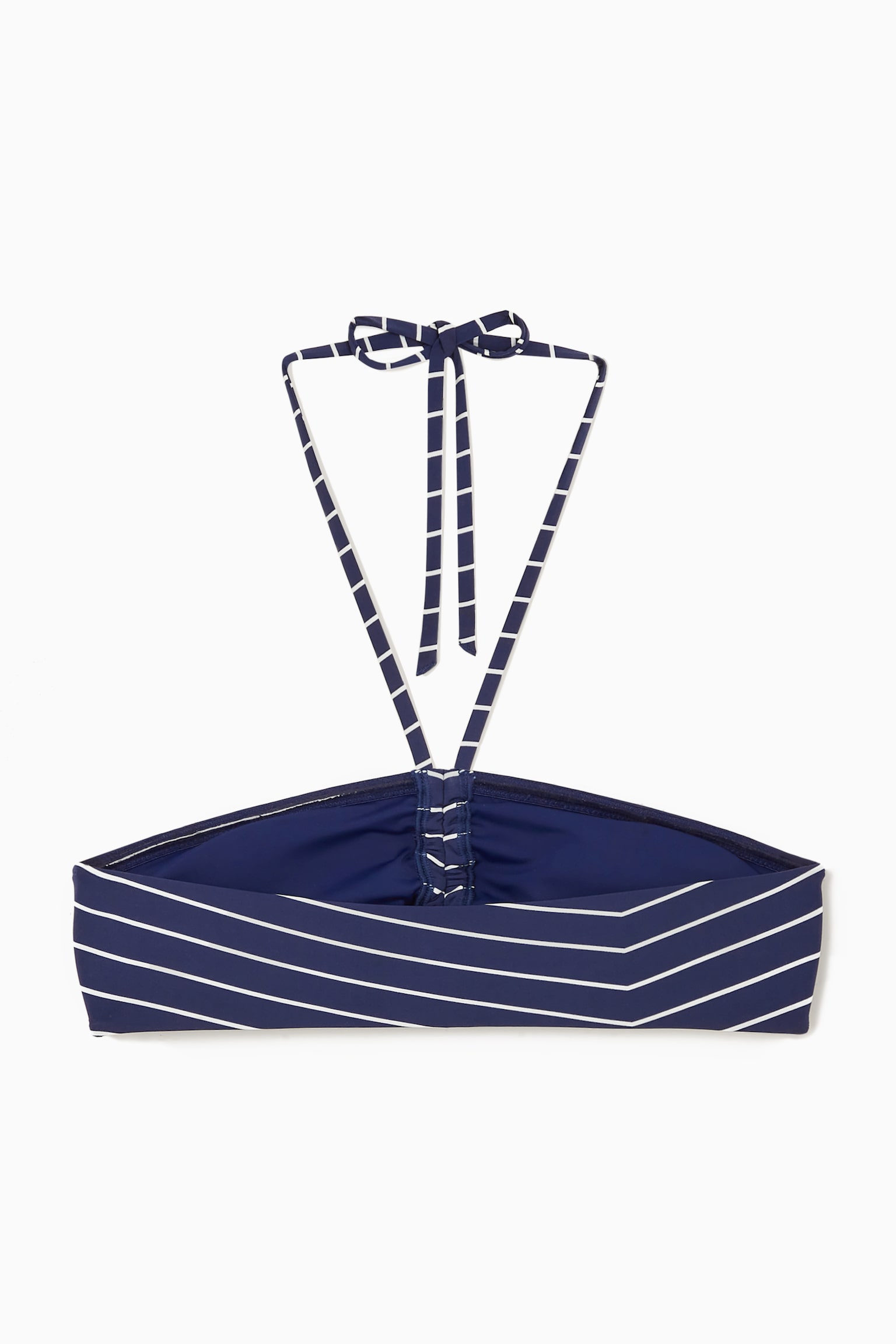 HALTERNECK BANDEAU BIKINI TOP - NAVY / STRIPED/GREEN - 2