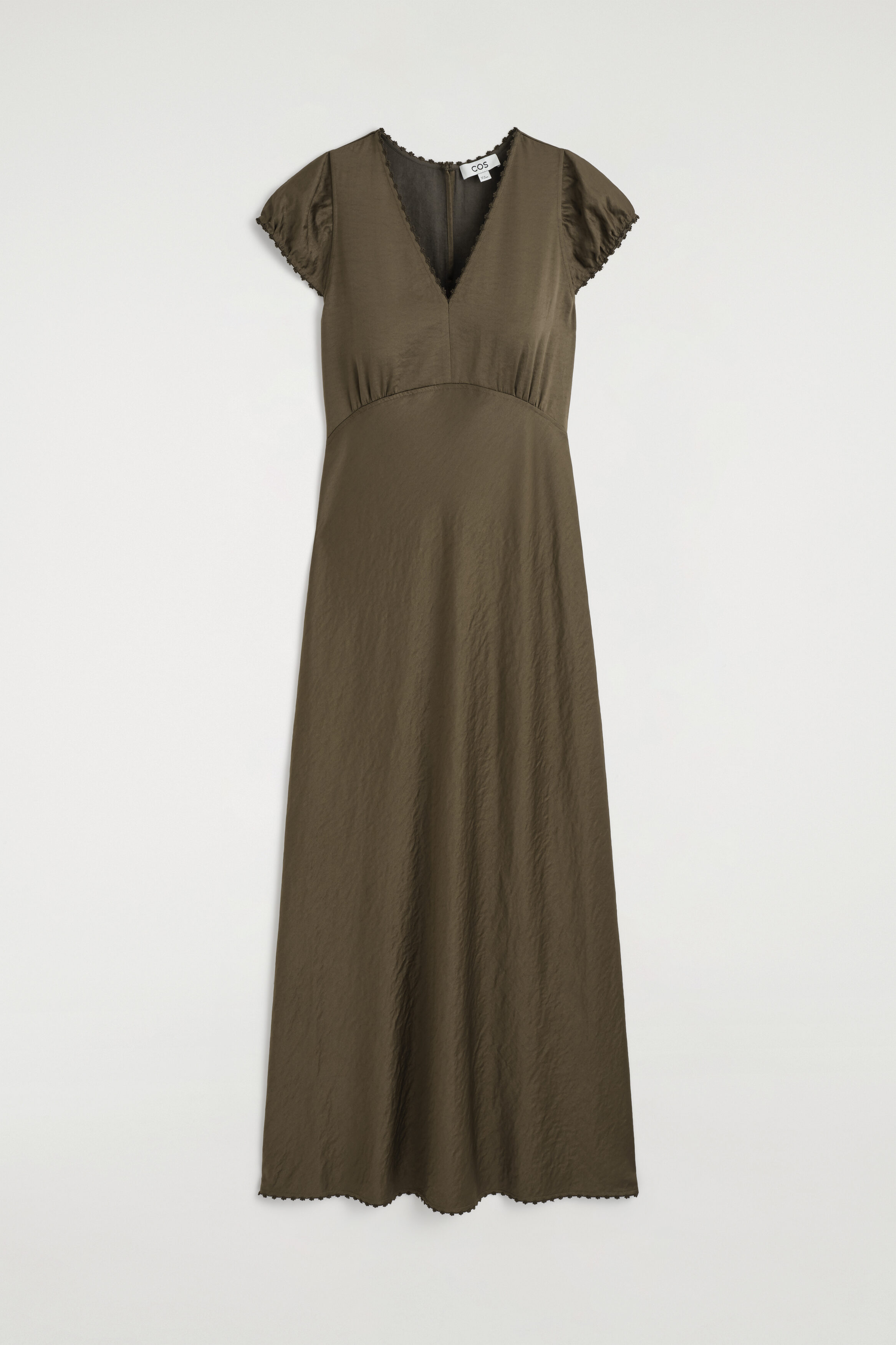 Embroidered Satin Midi Dress
