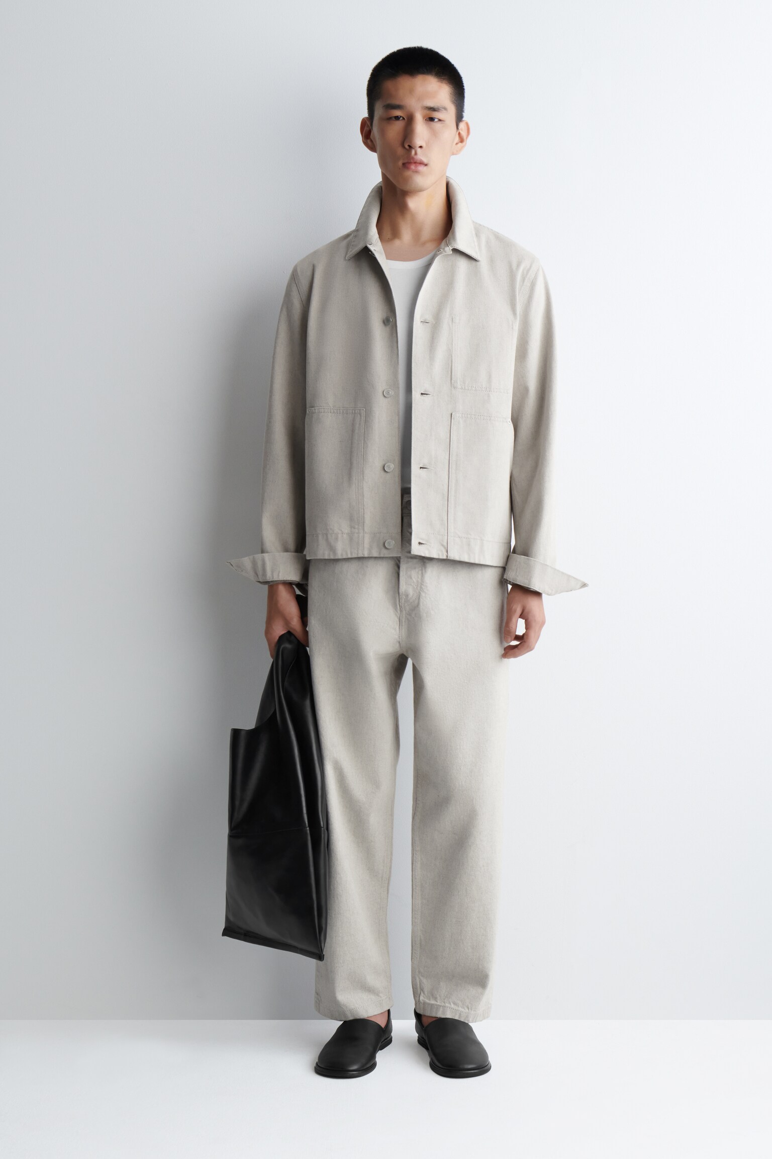 VESTE EN DENIM RINCÉ - BEIGE/BLEU FONCÉ