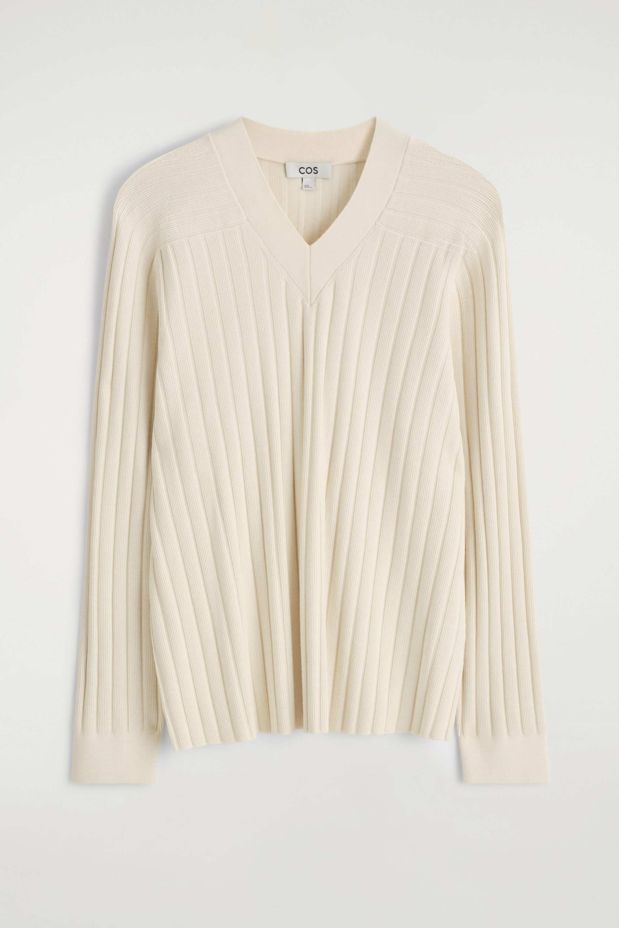 Zip Sweater Cos Cream Jumper RIBBED-KNIT V-NECK JUMPER