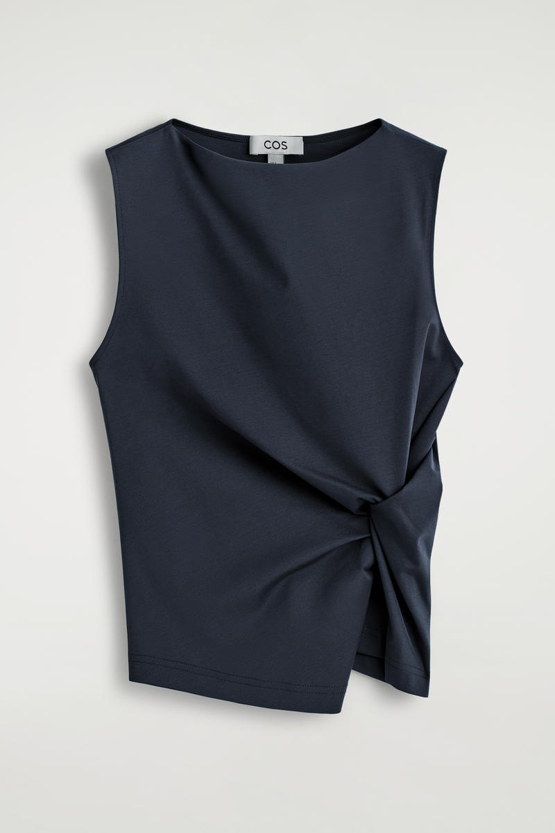 Cos Twist-detail Jersey Top In Blue