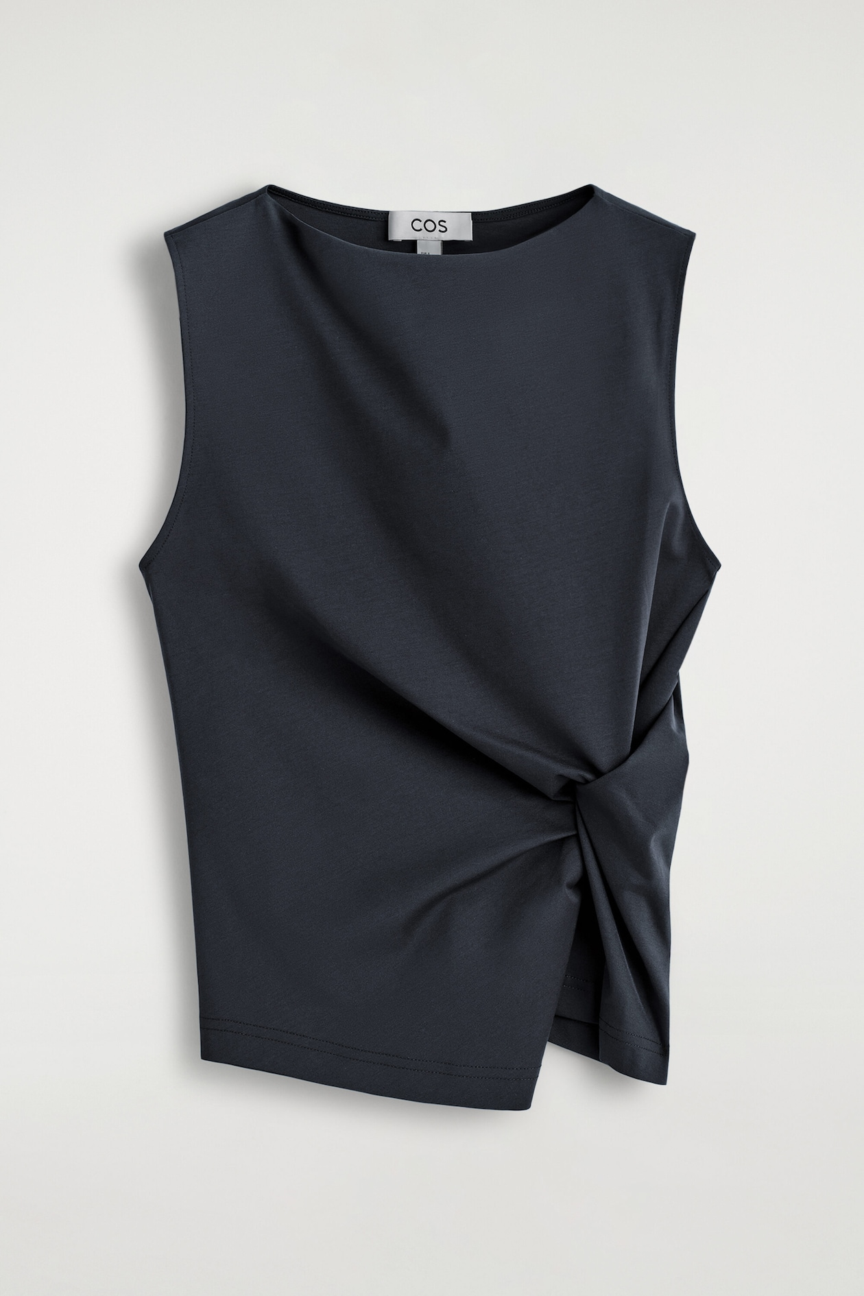 TWIST-DETAIL JERSEY TOP — NAVY