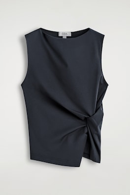 TWIST-DETAIL JERSEY TOP — NAVY 8