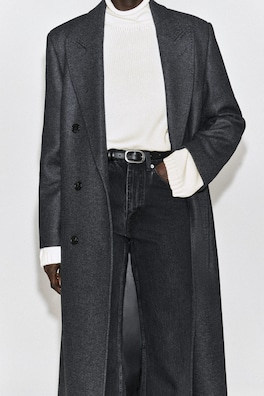 OVAL-BUCKLE LEATHER BELT — BLACK / SILVER 1