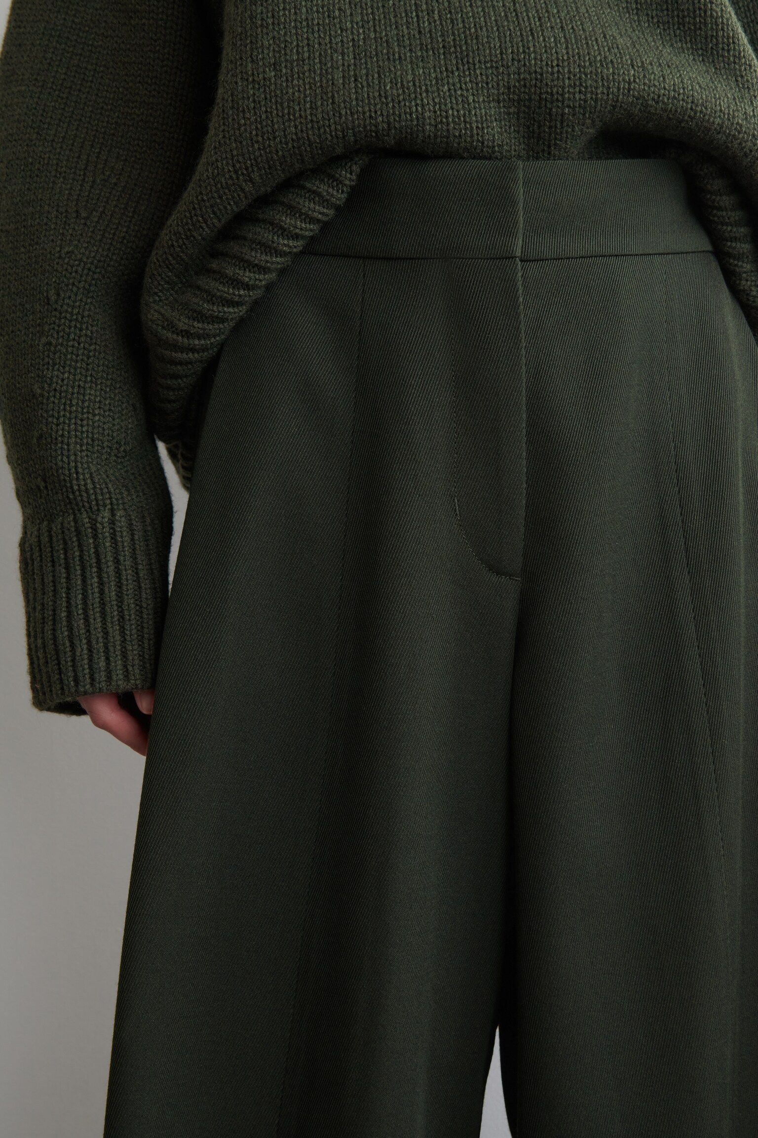 PANTALONI RILASSATI IN MISTO LANA A GAMBA LARGA - VERDE SCURO/BORDEAUX/NERO - 3