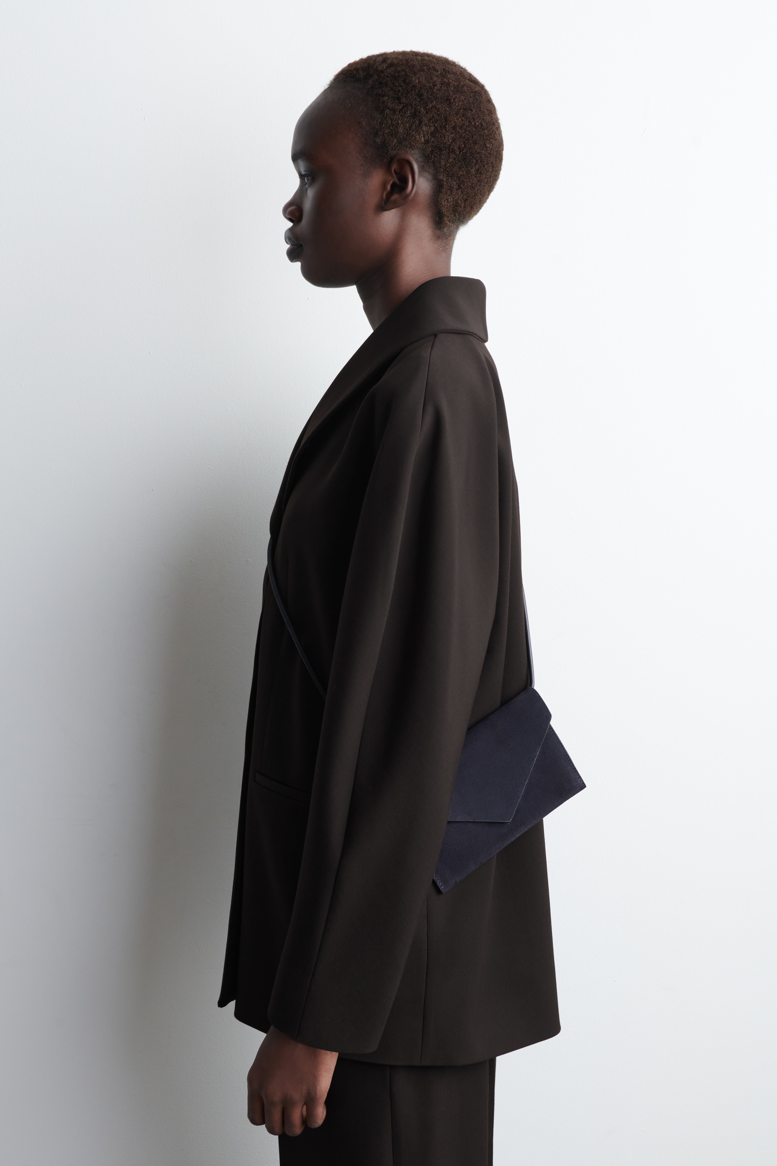 SAC ENVELOPPE - CUIR - MARINE / DAIM/BORDEAUX