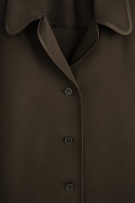 CONTRAST-PIPED SATIN SHIRT — BROWN 7