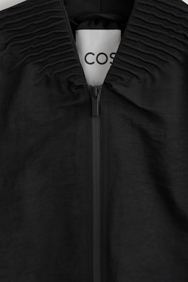 GATHERED NYLON BOMBER JACKET — BLACK 7