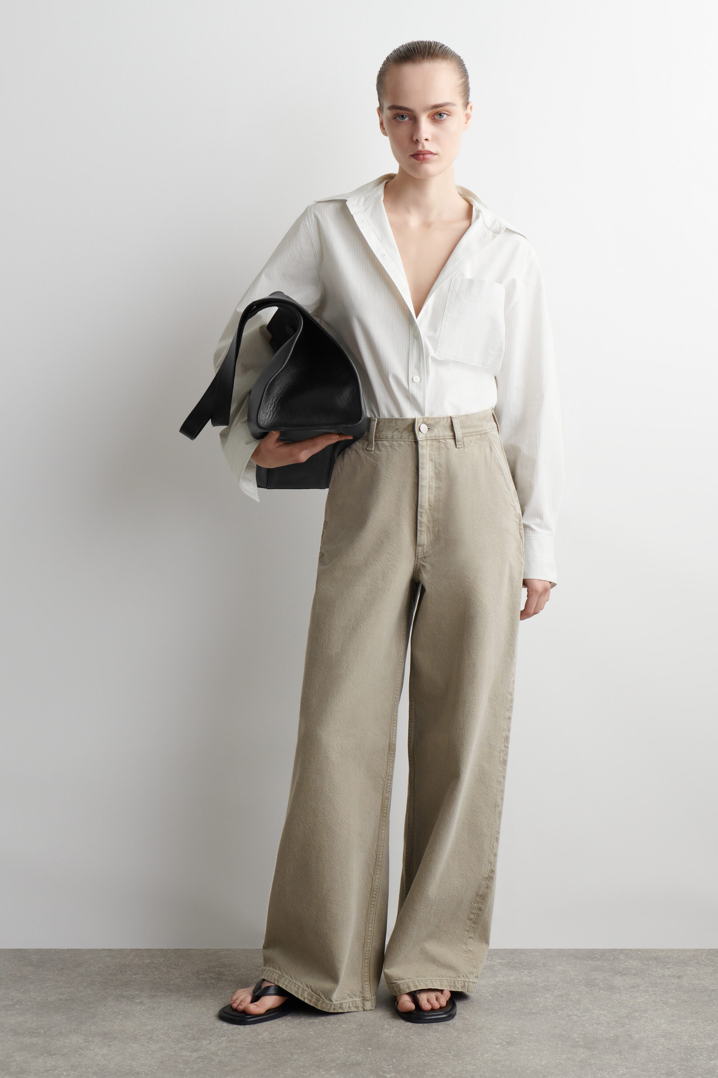 【VETEZE】23SS★ Oversize One Tuck Denim Pants WIDE-LEG DENIM PANTS - GRAY | COS