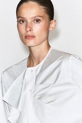 RUFFLED COTTON BLOUSE — WHITE 6