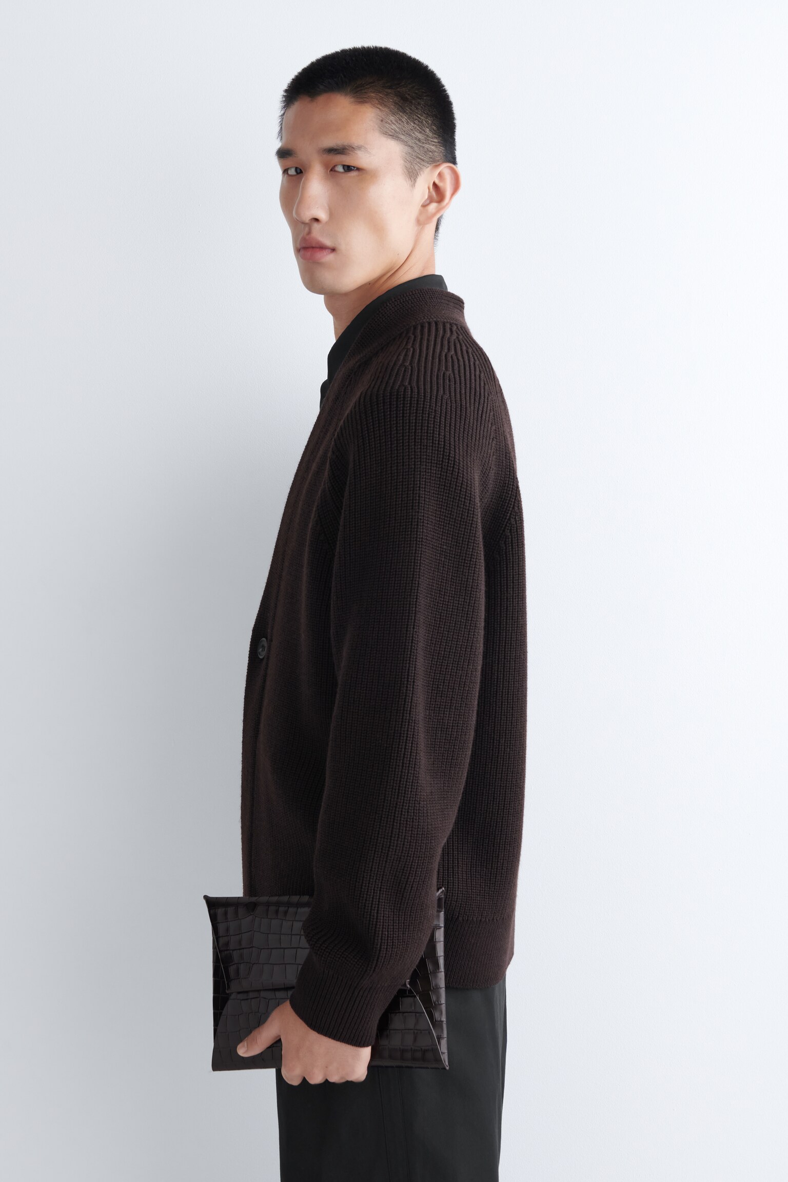 TASCHE AUS LEDER IN KROKODILOPTIK - BRAUN - 3