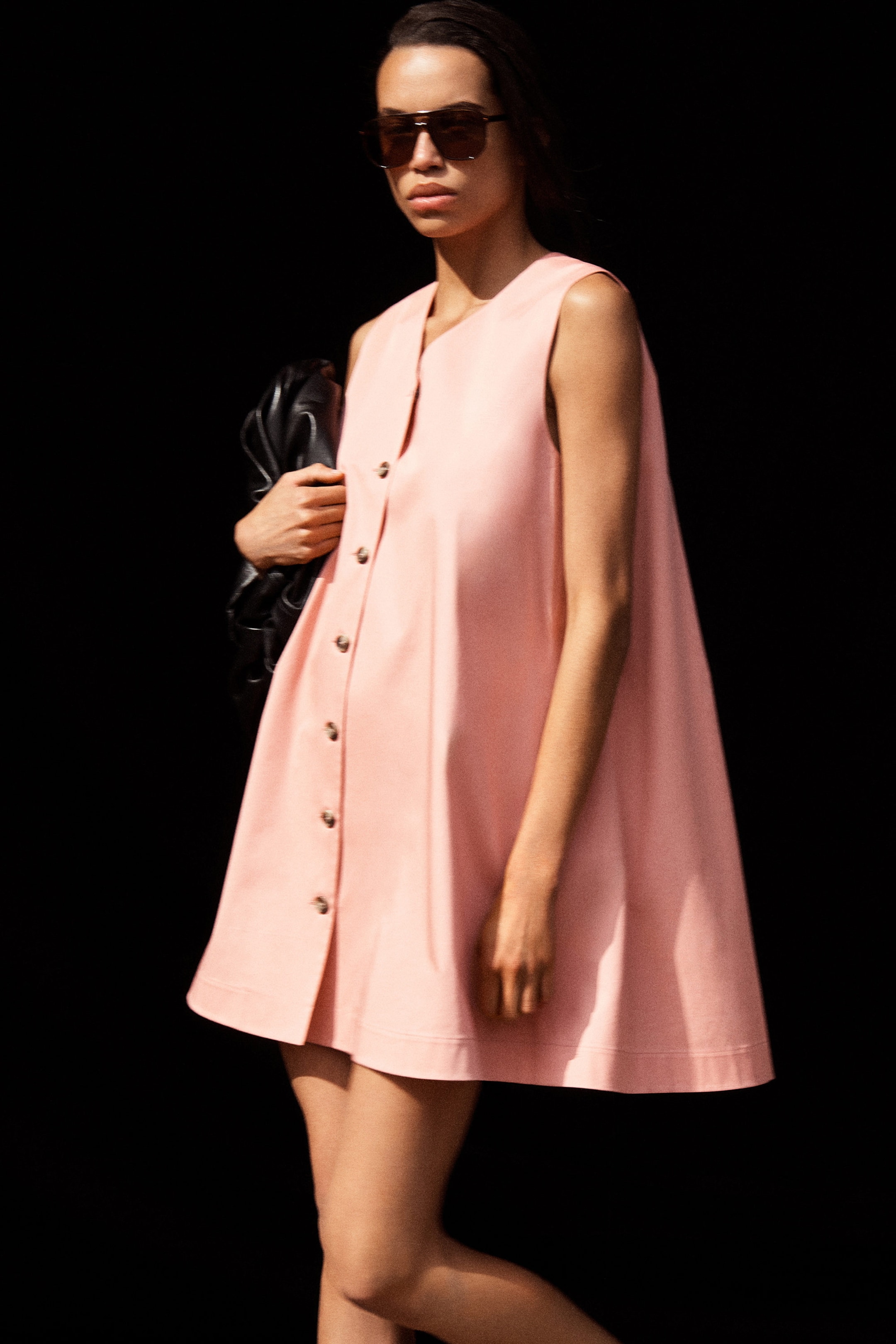 BUTTONED PIMA COTTON MINI DRESS